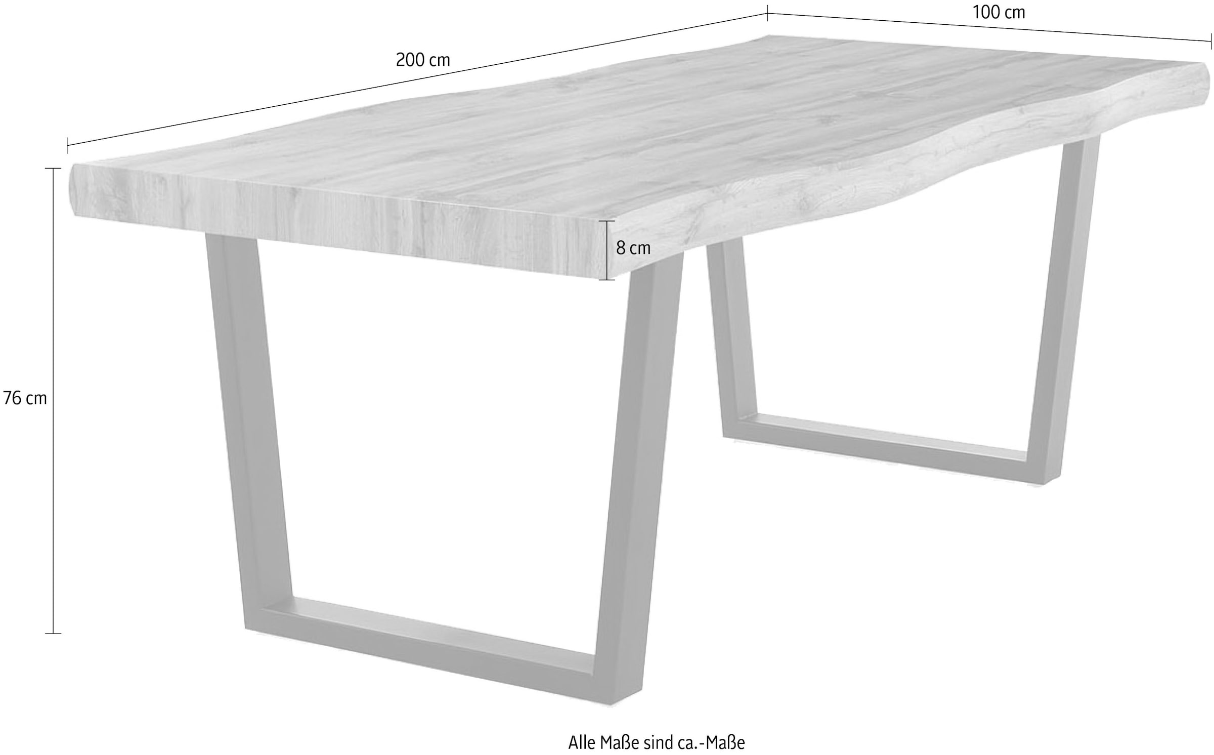 Jockenhöfer Gruppe Esstisch »Don«, in Baumkantenoptik, 200x100 cm, Plattenstärke 8 cm