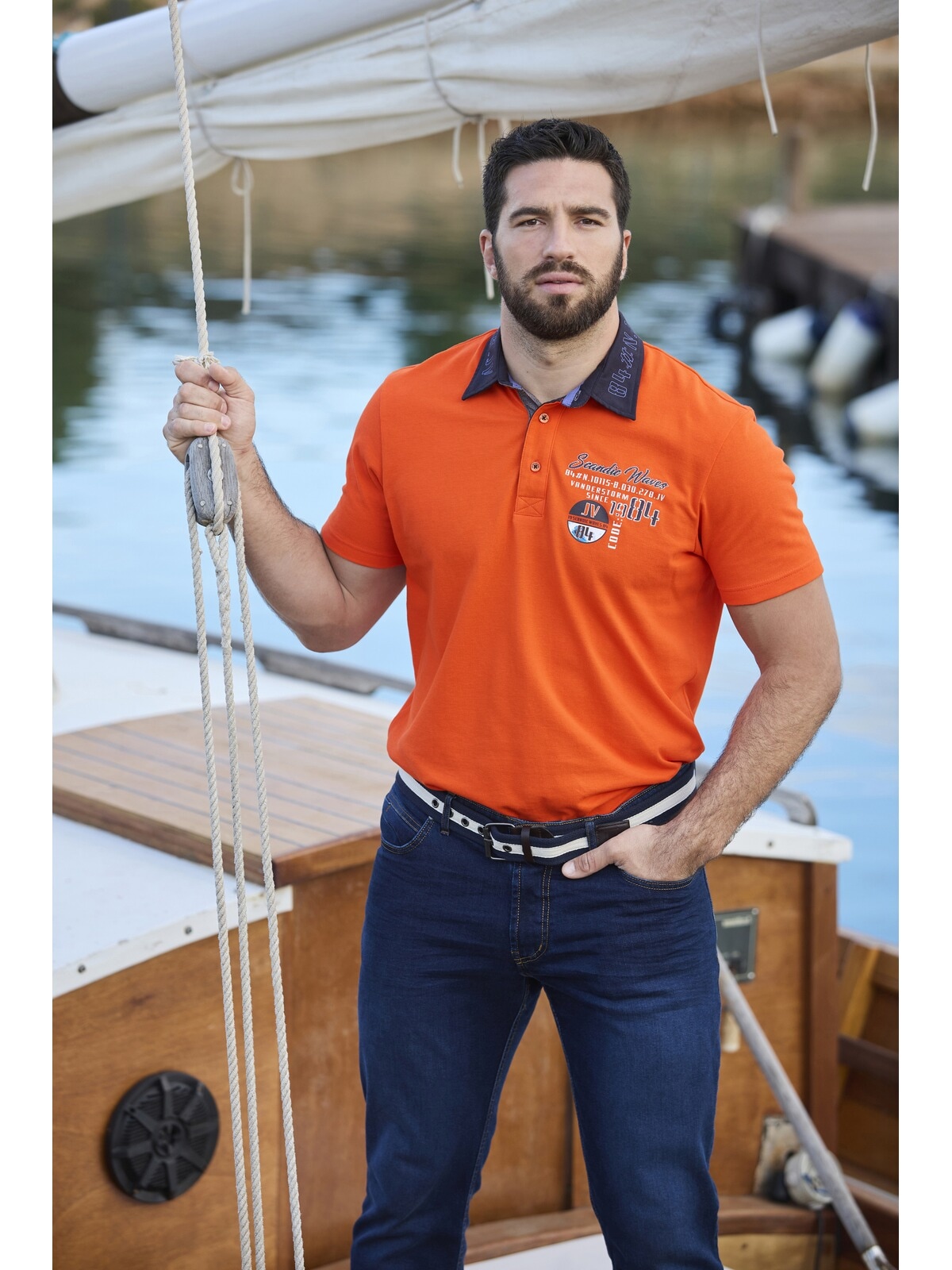 Jan Vanderstorm Poloshirt »Poloshirt KODEWIN«, (1 tlg.), mit maritimen Brustprint