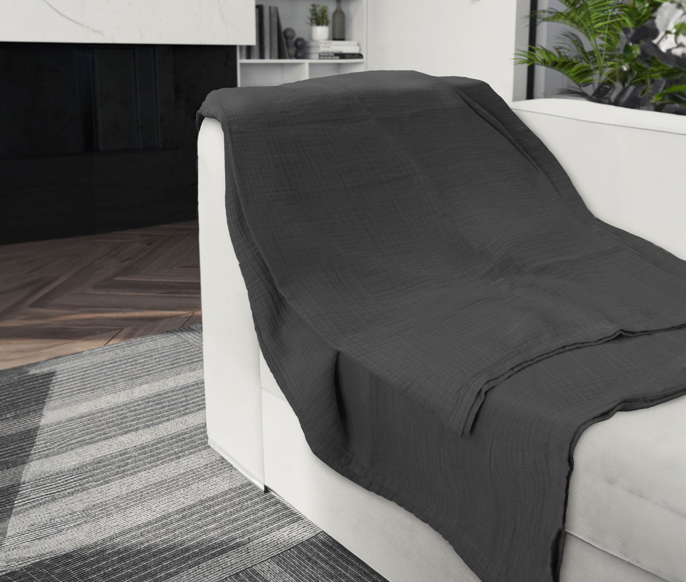 Biberna Wohndecke »0480100 Musselin«, gekreppte Optik+Struktur, leichte Sommer Decke, Tagesdecke, angenehm