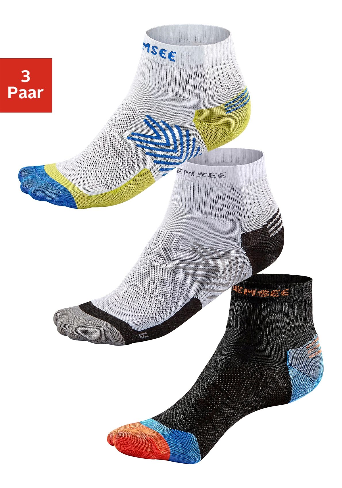 Chiemsee Funktionssocken "Damen Herren Kurzsocken, Sportsocken für Laufen und Wandern" Packung, 3 Stk. tlg. schnell trocknend