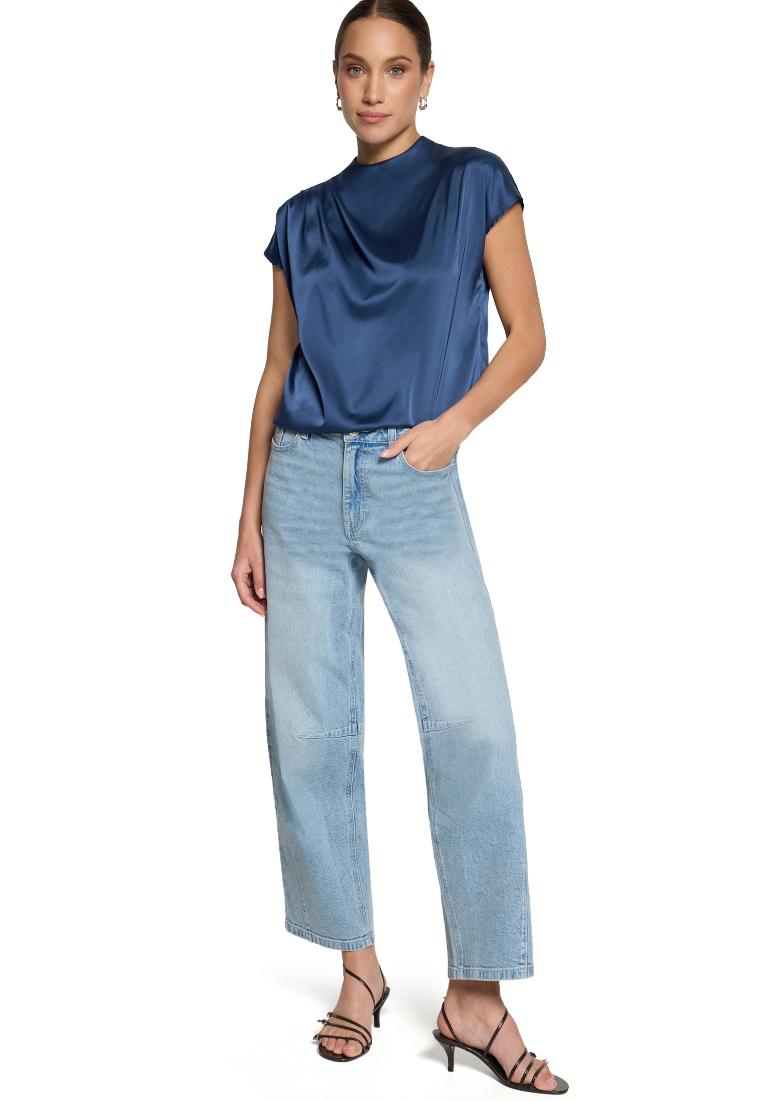 Zero Satinbluse »Damen mit Kragen«