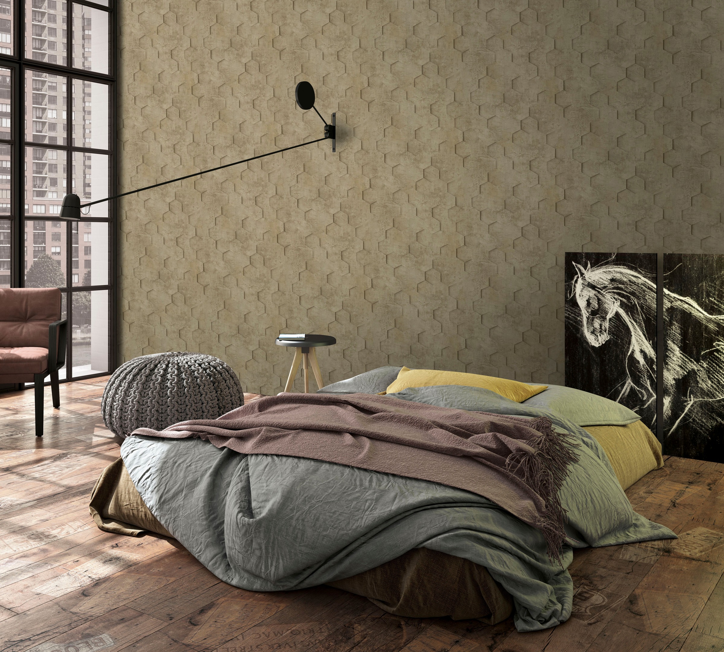 Marburg Vliestapete "Hexagon" matt strukturiert moderne Tapete für Wohnzimmer Schlafzimmer Küche