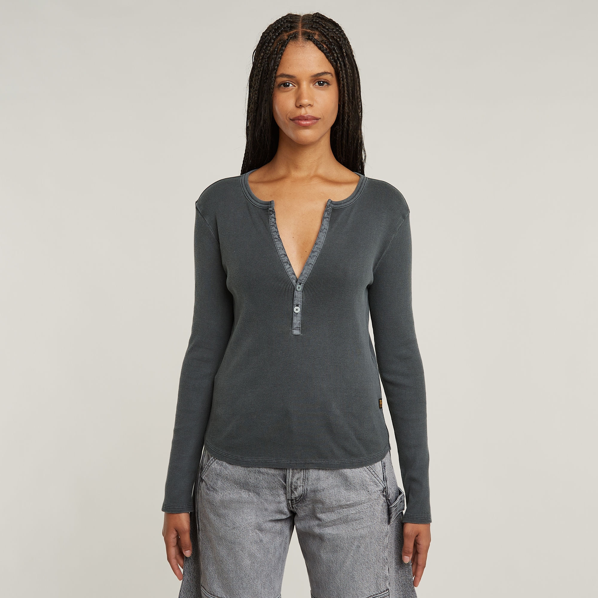 G-STAR Langarmshirt "Deep v slim", mit Knopfverschluss günstig online kaufen