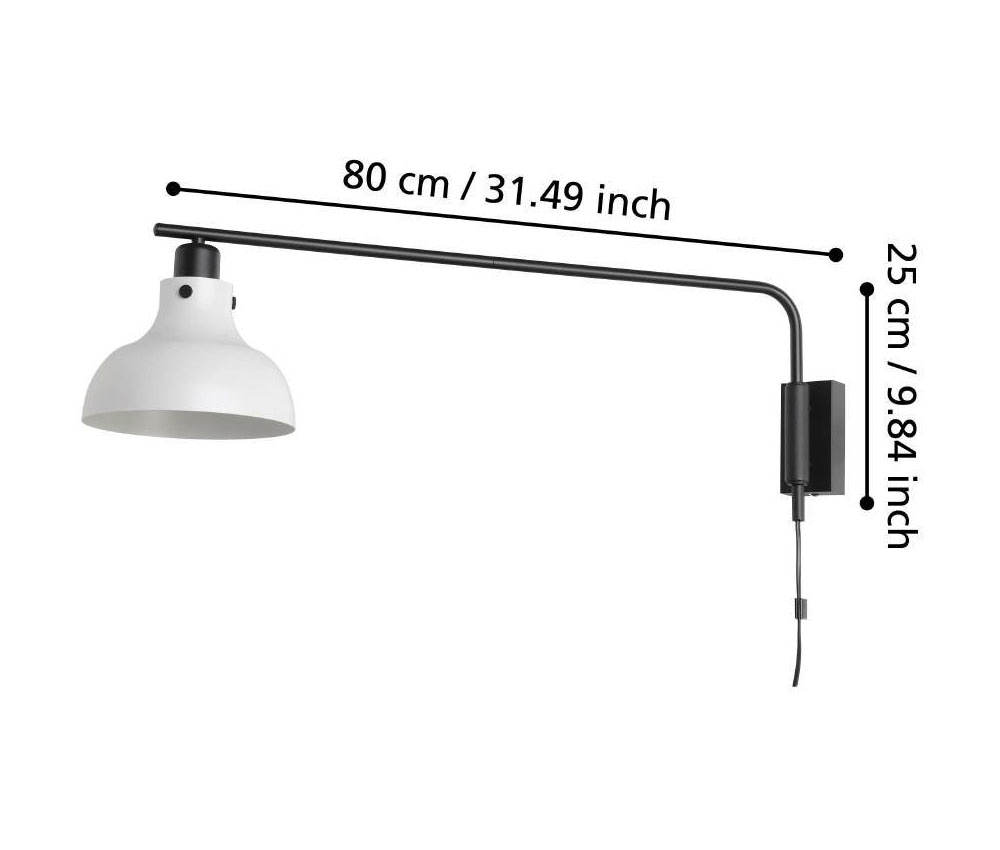 EGLO Wandleuchte »MATLOCK«, 1 flammig, Leuchtmittel E27 | ohne Leuchtmittel, Wandlampe mit Schwenkarm aus Metall in Grau und Schwarz, E27 Fassung