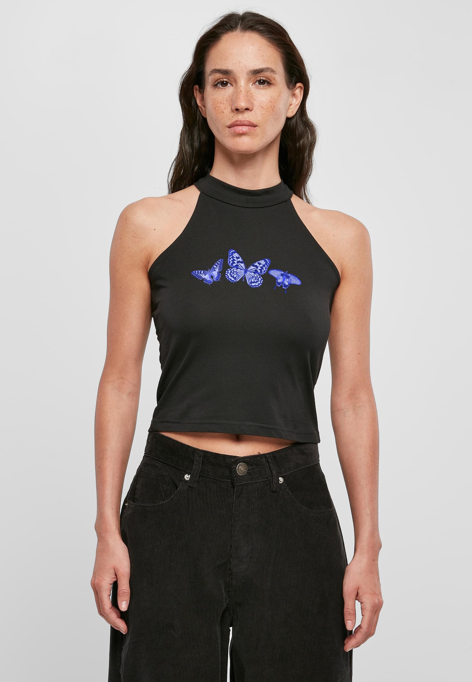 Miss Tee Kurzarmshirt »Miss Tee Damen Butterfly Turtleneck Short Top« 1 Stk. tlg.