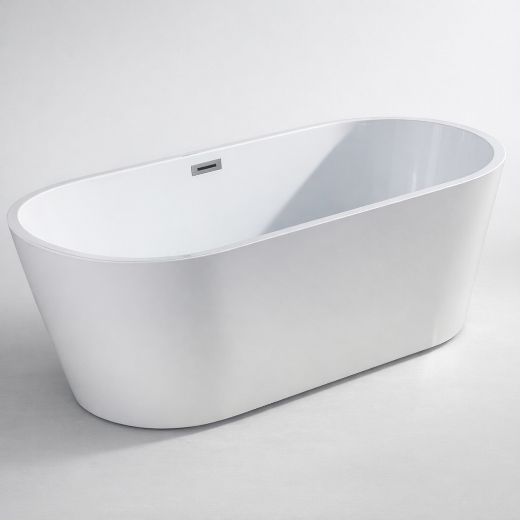 welltime Badewanne "Tavira" Höhe 60 cm mit Ablaufstöpsel verstellbare Füße Überlauf Freistehend, (170x74x60 (LxBxH), Sanitäracryl, mit Pop Up Ventil