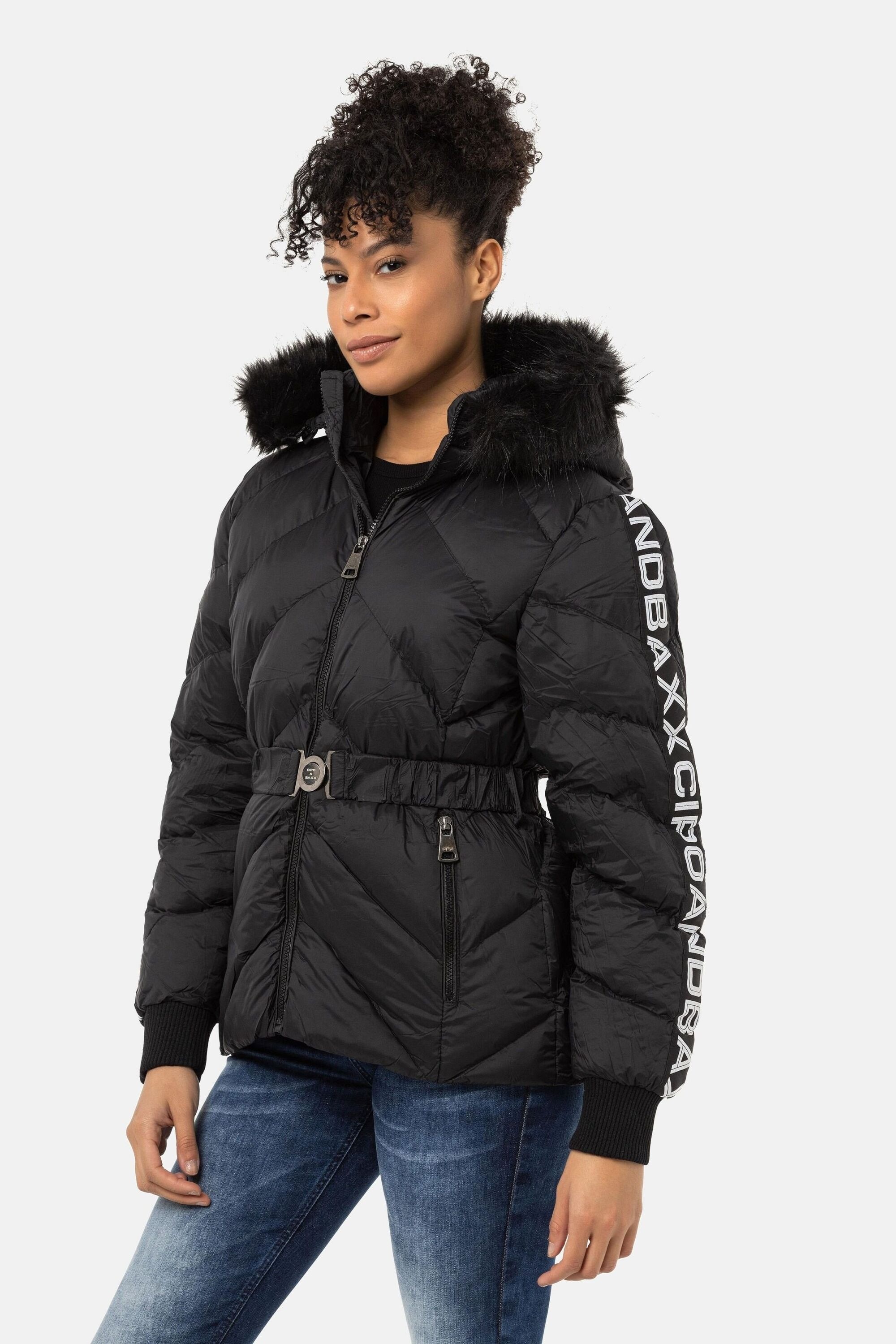 Cipo & Baxx Winterjacke »Jacken«, mit Kapuze, mit Gürtel, WM133