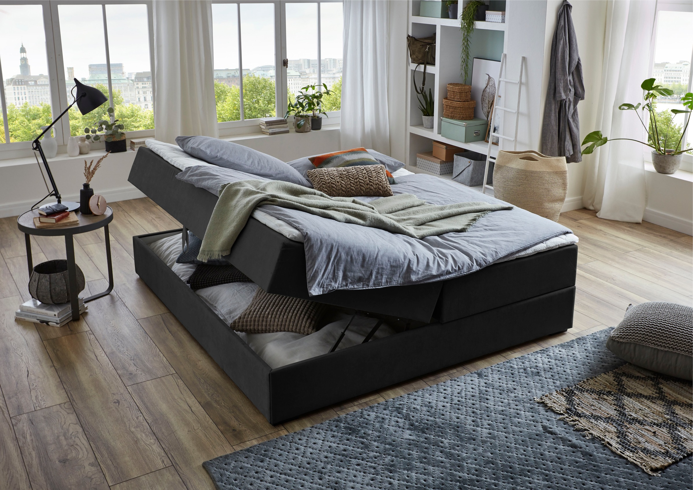 ATLANTIC home collection Boxbett "Lucy" ohne Kopfteil, frei im Raum stellbar, mit Bettkasten
