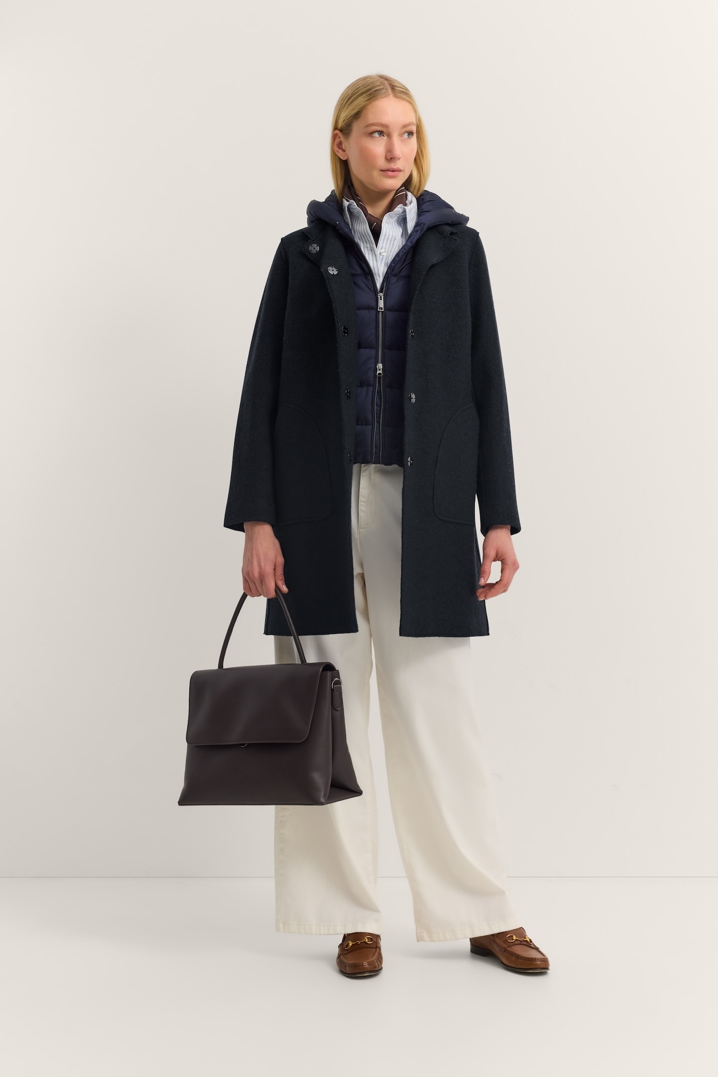 bugatti Wollmantel »Modern Fit«, mit Kapuze & herausnehmbarer Weste
