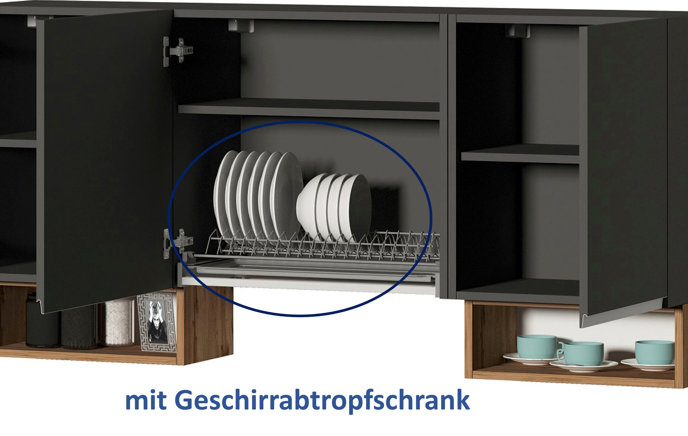KOCHSTATION Küchenzeile »KS-Sole«, Breite 256 cm, mit Geschirr-Abtropfschrank, ohne E-Geräte