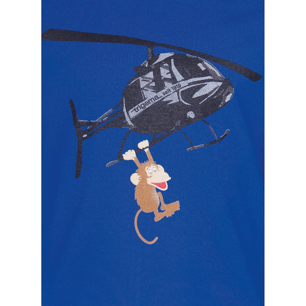 Trigema T-Shirt »TRIGEMA Lustiges Langarm-Shirt mit Hubschrauber-Druck«, (1 tlg.)