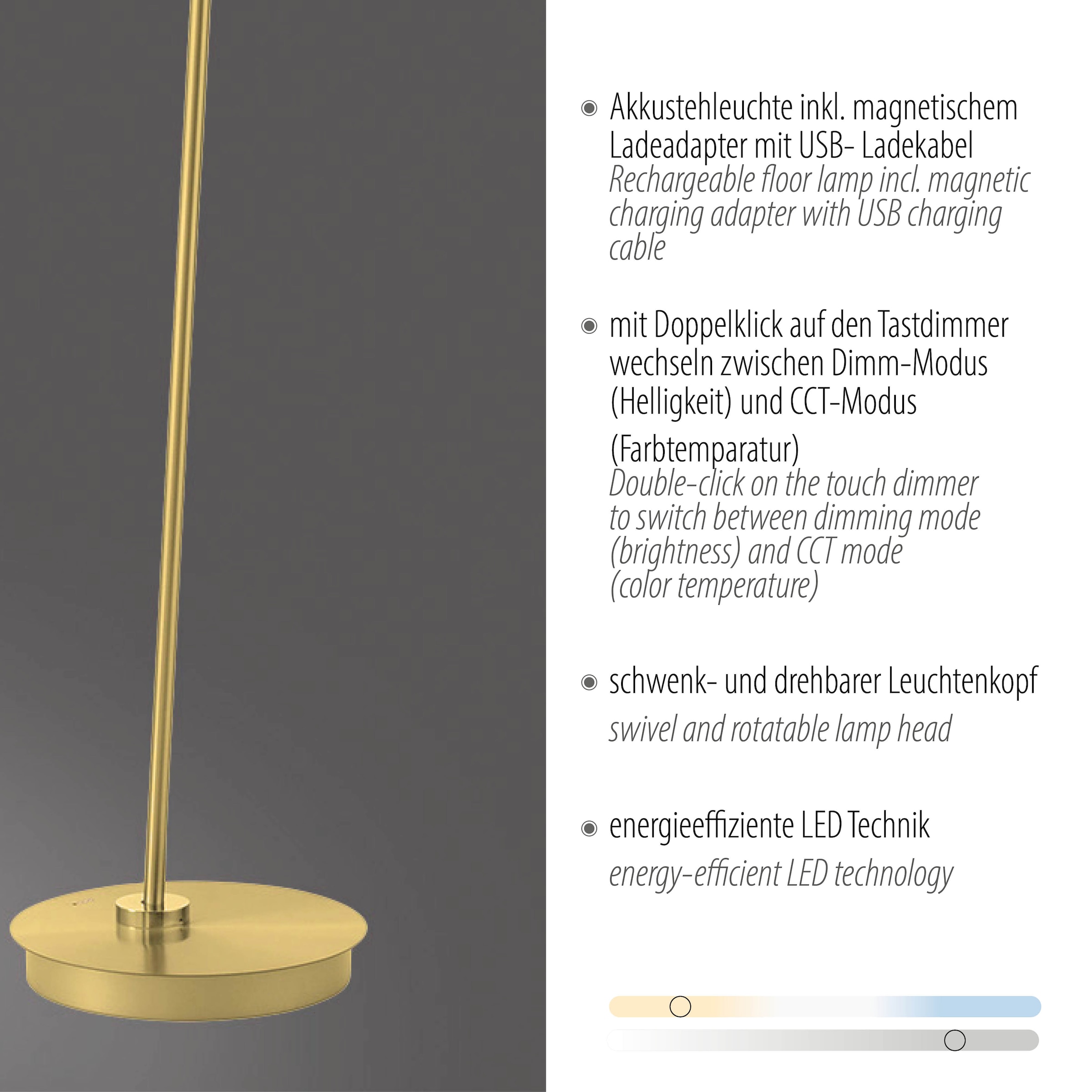 Paul Neuhaus LED Stehlampe »AKKU BENTE« LED-Board 1 Stk. warmweiß - kaltweiß Tastdimmer, CCT 2700-5000K, Memory, Akku betrieben, flexibel