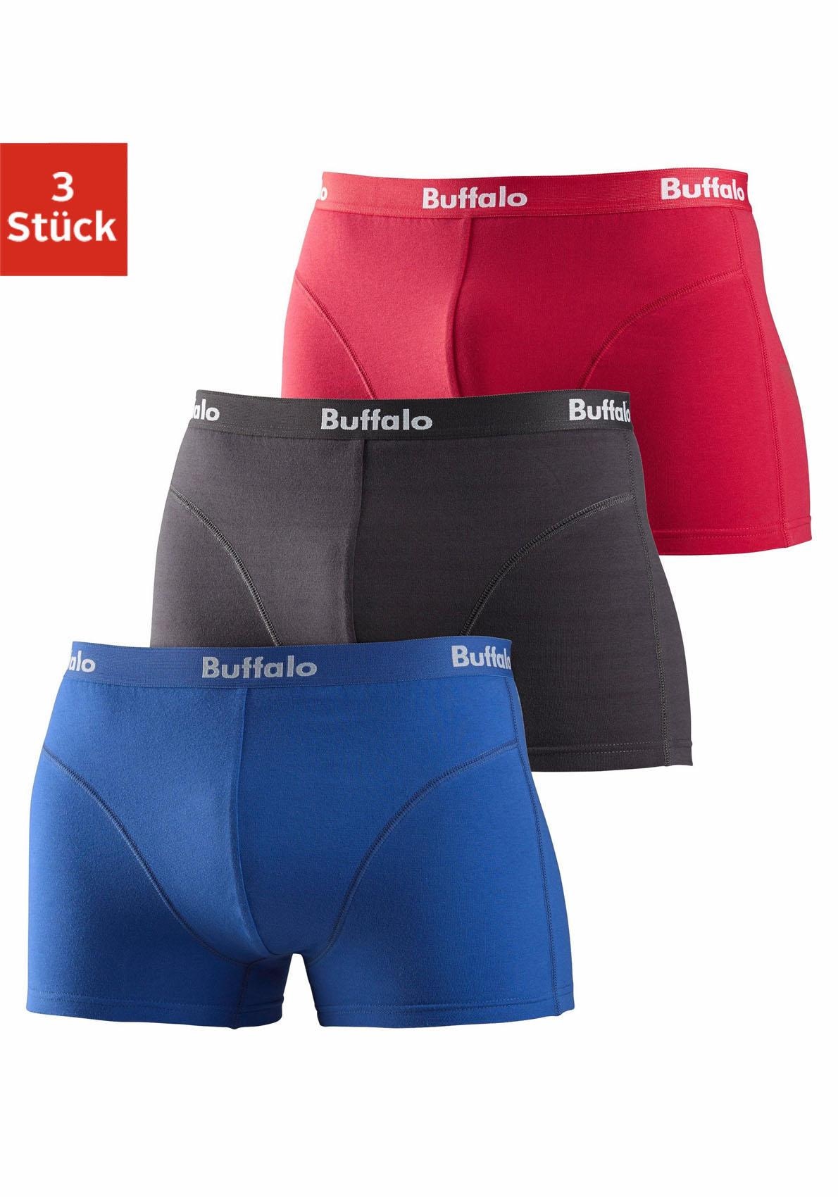 Buffalo Boxer "Boxershorts für Herren", (Packung, 3 St.), mit Overlock-Nähten vorn