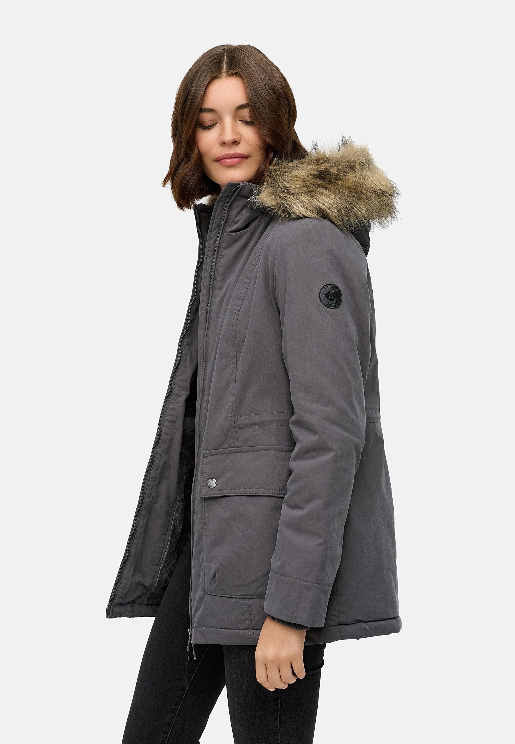 Ragwear Kurzmantel »Monadetta Warm«, Kurzer Wintermantel mit Kunstfellbesatz