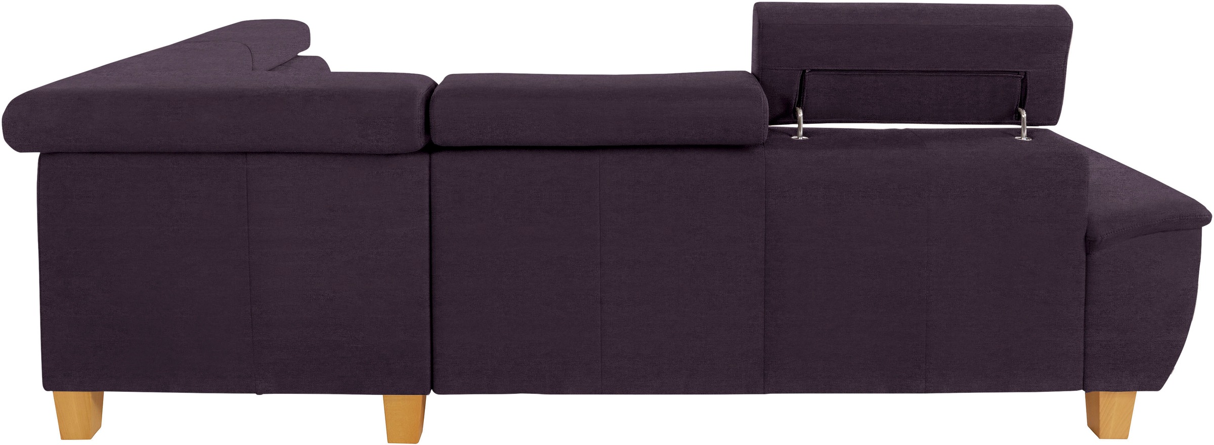 exxpo - sofa fashion Ecksofa »Enya, hoher Sitzkomfort, Breite 266cm, bequem, 12cm hohe Füße, L-Form« mit Kopfteilverstellung, wahlweise Bettfunktion u. Bettkasten