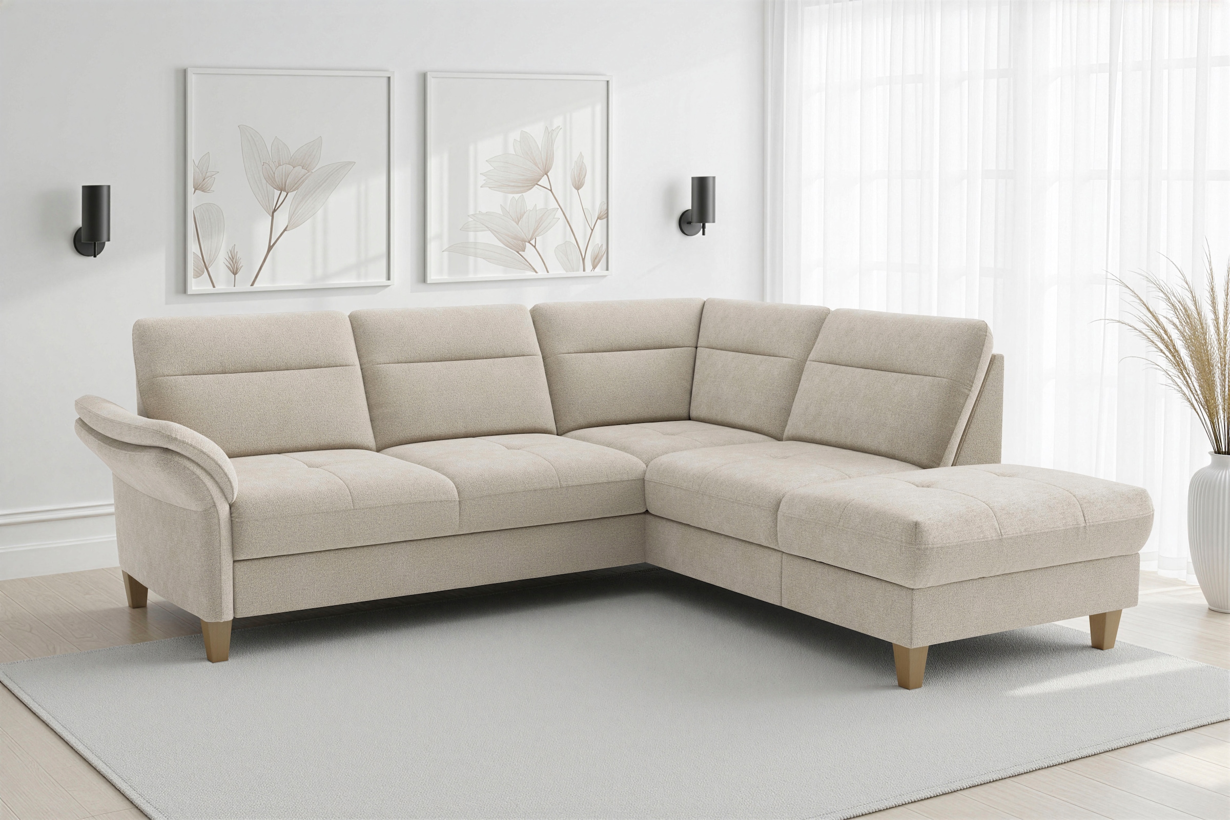sit&more "Pamela L-Form, B: 218 cm, optional Schlaffunktion & Bettkasten" mit Federkern