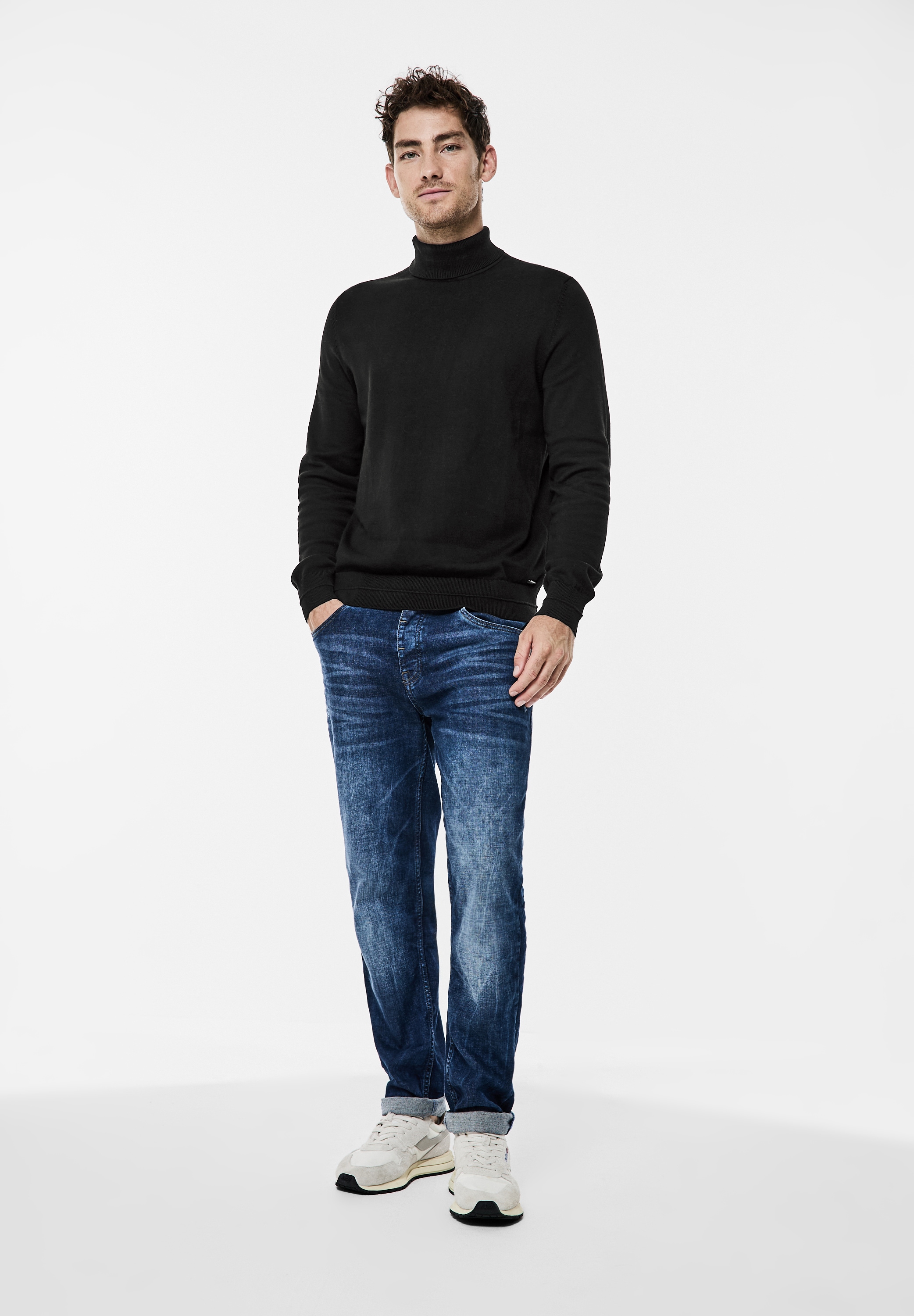 STREET ONE MEN Stehkragenpullover, in Melange Optik