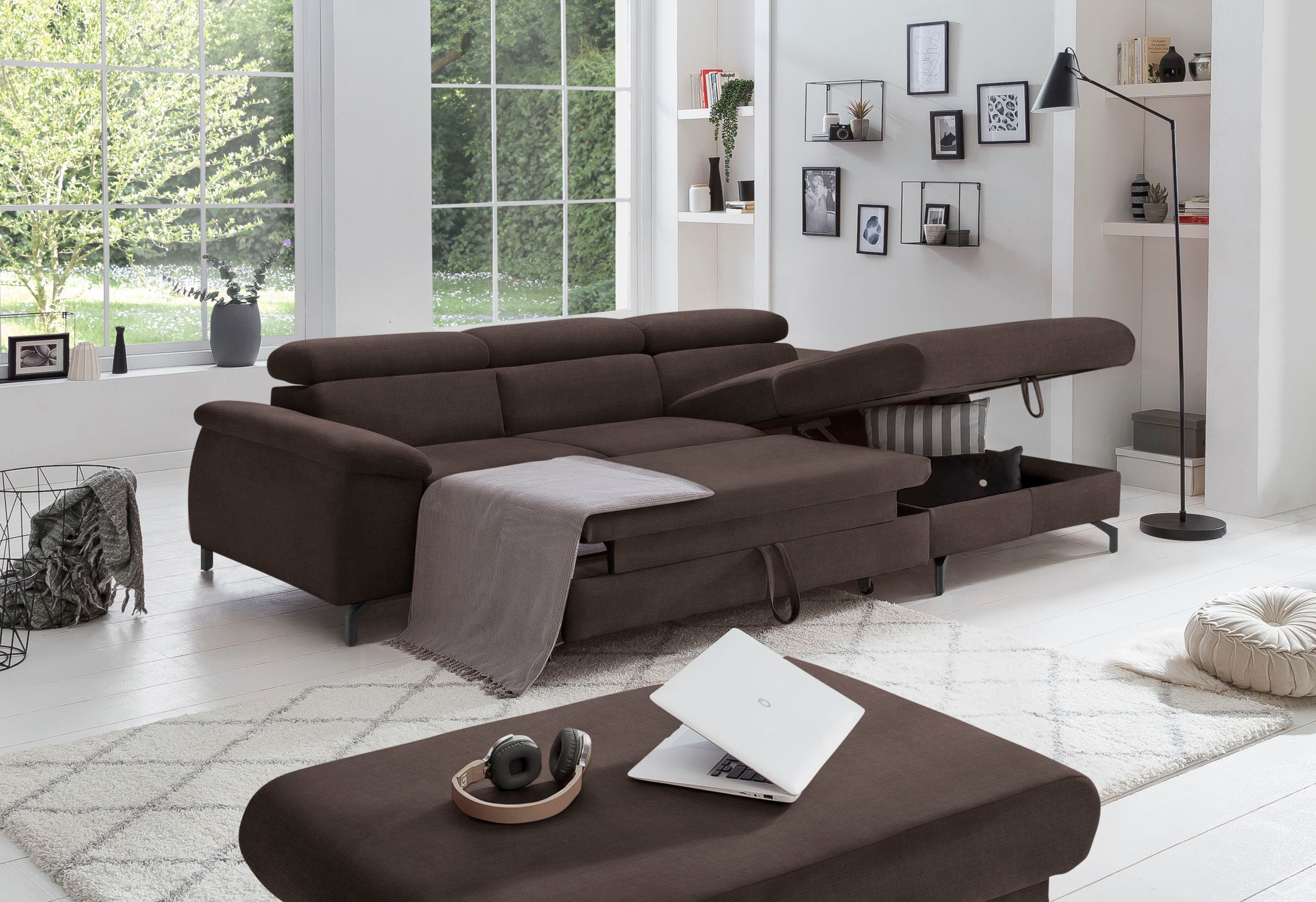 COTTA Ecksofa »Kitty L-Form«, mit Kopfteilverstellung, wahlweise mit Bettfunktion & Bettkasten