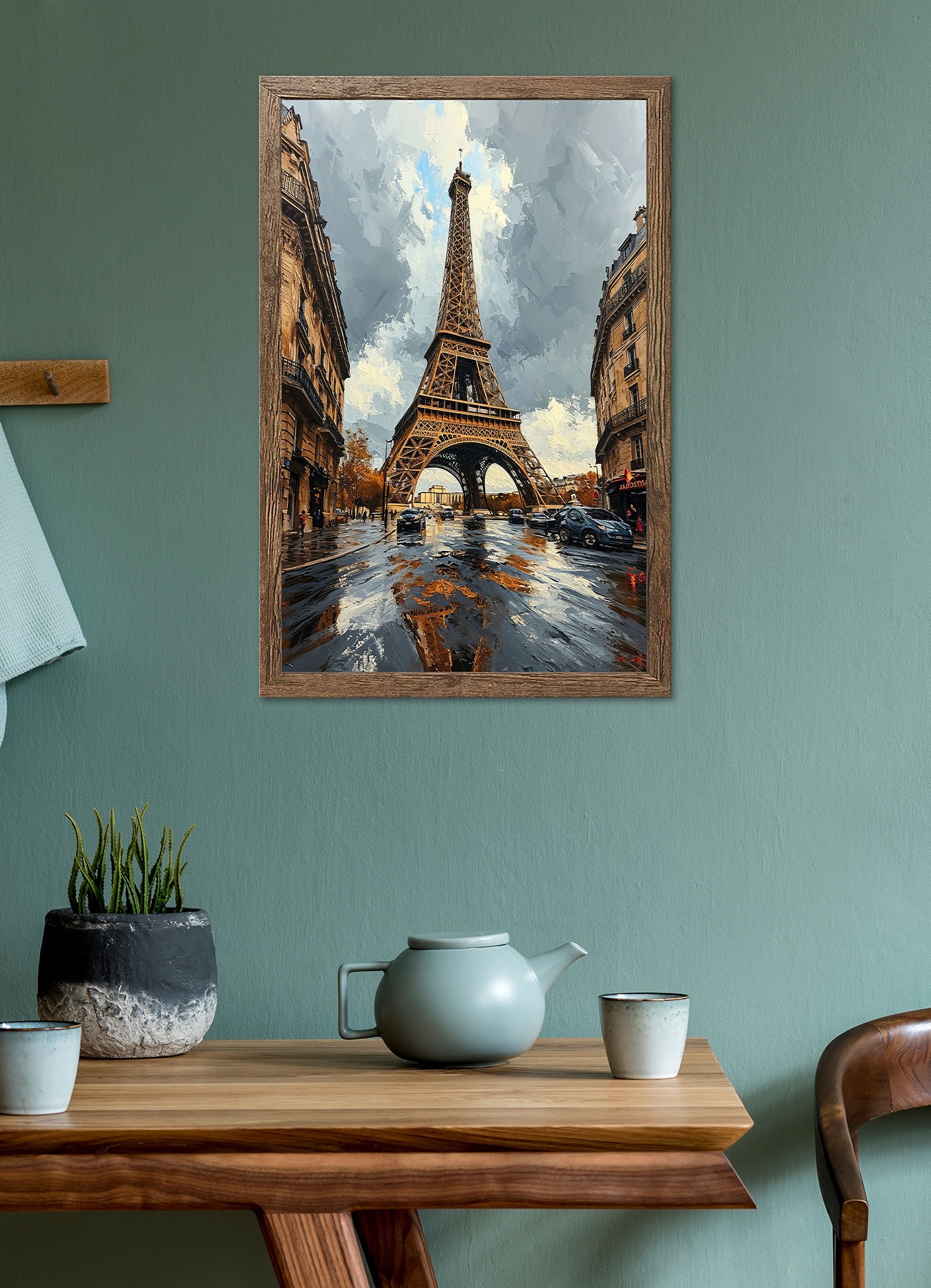Bönninghoff Bild mit Rahmen »Wandbild gerahmt EIFFELTURM GEMÄLDE 50x70 cm – Paris Skyline im« Europa | Frankreich | Gebäude | Landschaft | Paris | Stadt 1 Stk. tlg. mit dekorativem Rahmen