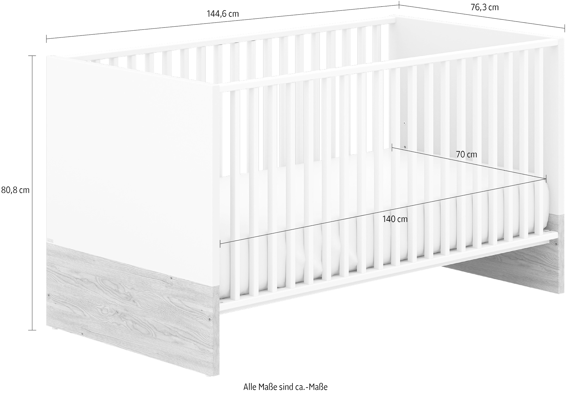 PAIDI Babybett »YOLANDA«, 4-fach höhenverstellbar, mit Airwell® Comfort Federleistenrost