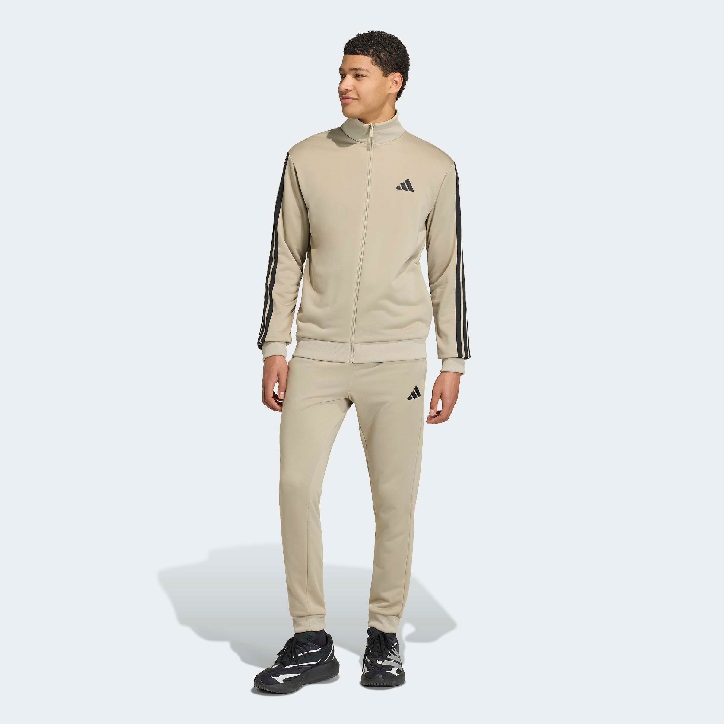 adidas Sportswear Trainingsanzug »3-STREIFEN FRENCH TERRY« 2 tlg. zweiteiliges Set, aus French-Terry-Material, mit Rippdetails