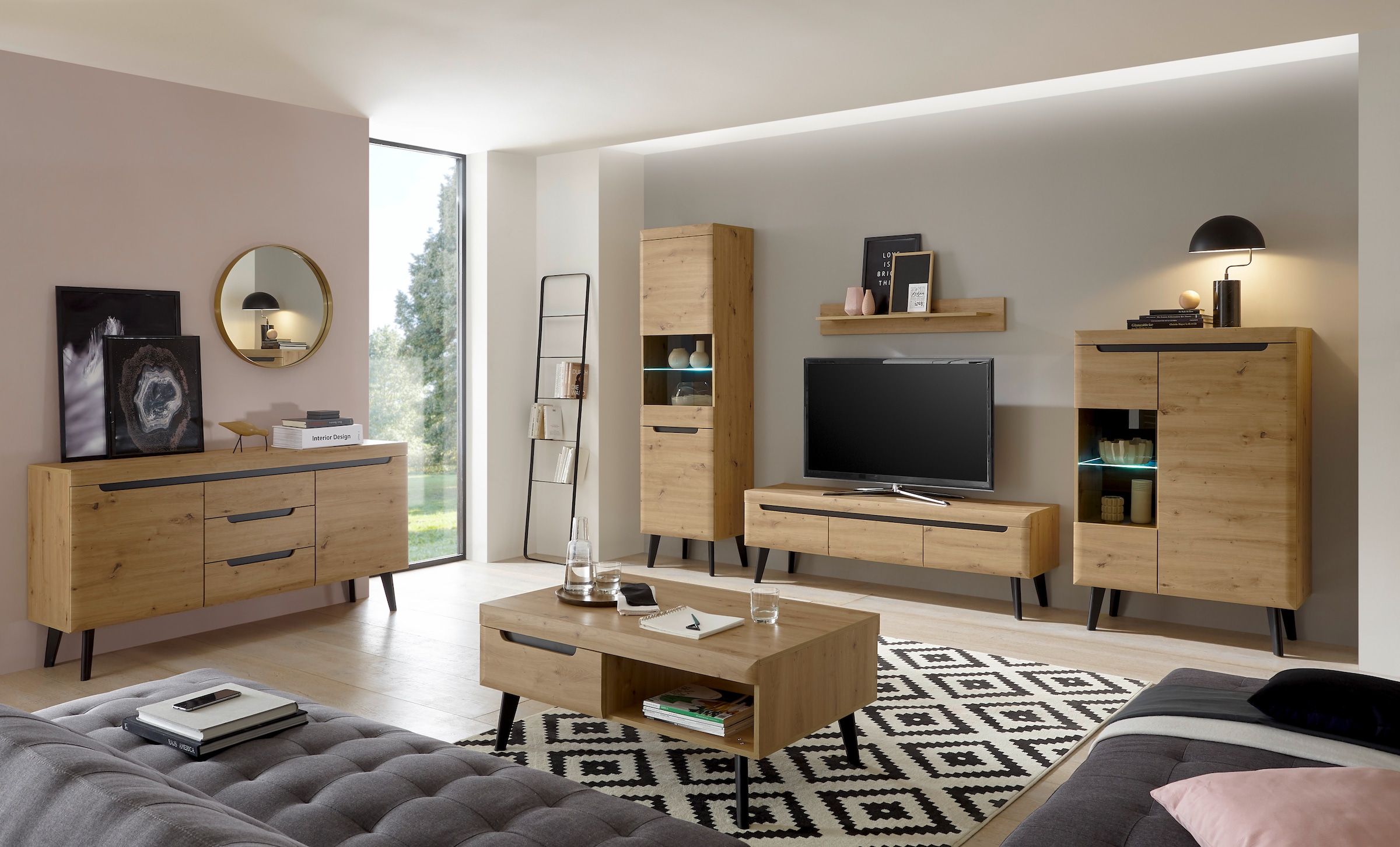 INOSIGN Wohnwand »Torge, Anbauwand, Schrankwand, Mediawand, Wohnzimmer-Set«, (Set, 4 St.), Lowboard: 160x 40x 50 cm