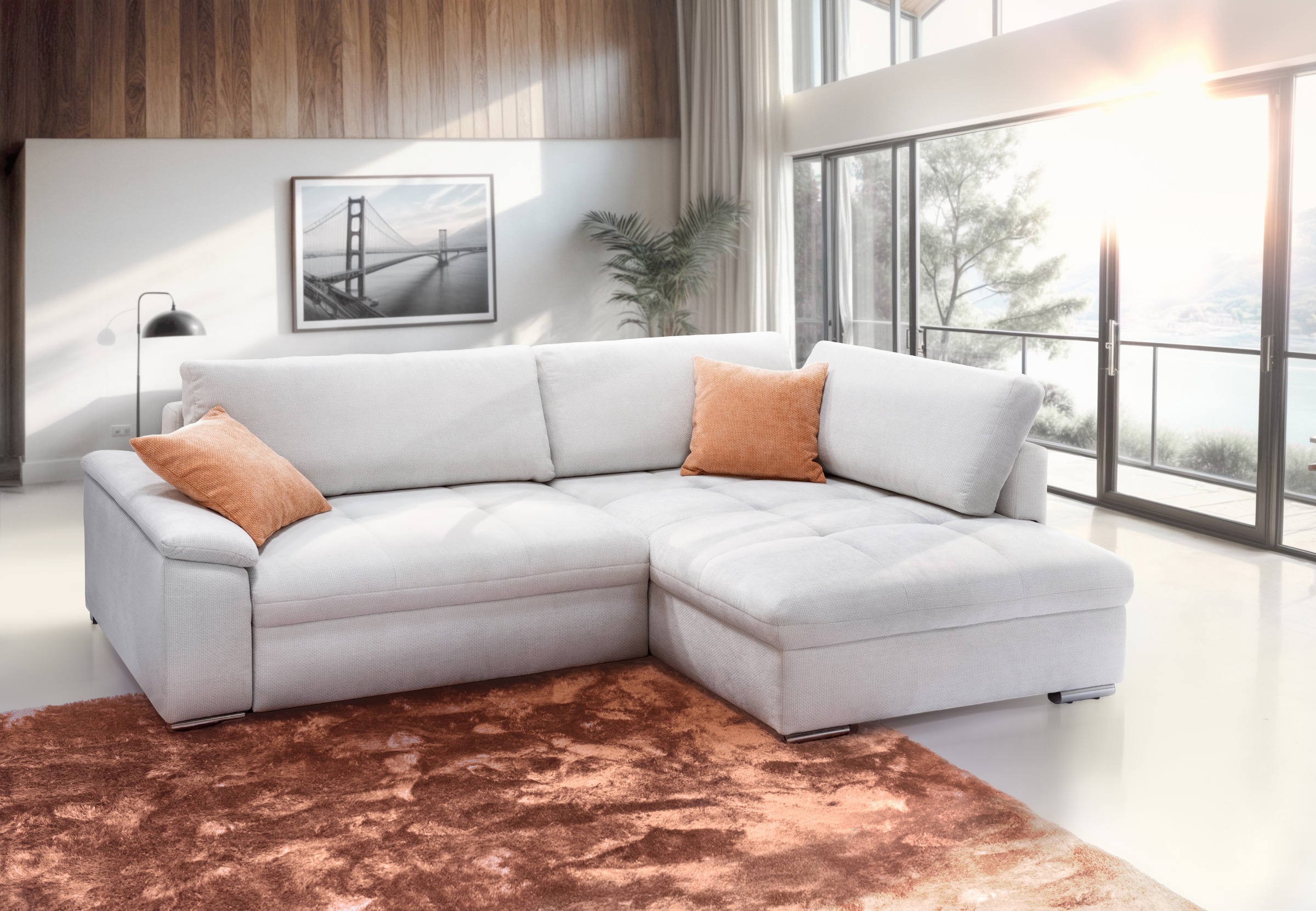 exxpo - sofa fashion Ecksofa »Casa Grande inkl. Bettfunktion, Bettkasten, OTTOs Choice, bequem«, L-Form, guter Sitzkomfort, grioße Liegefläche