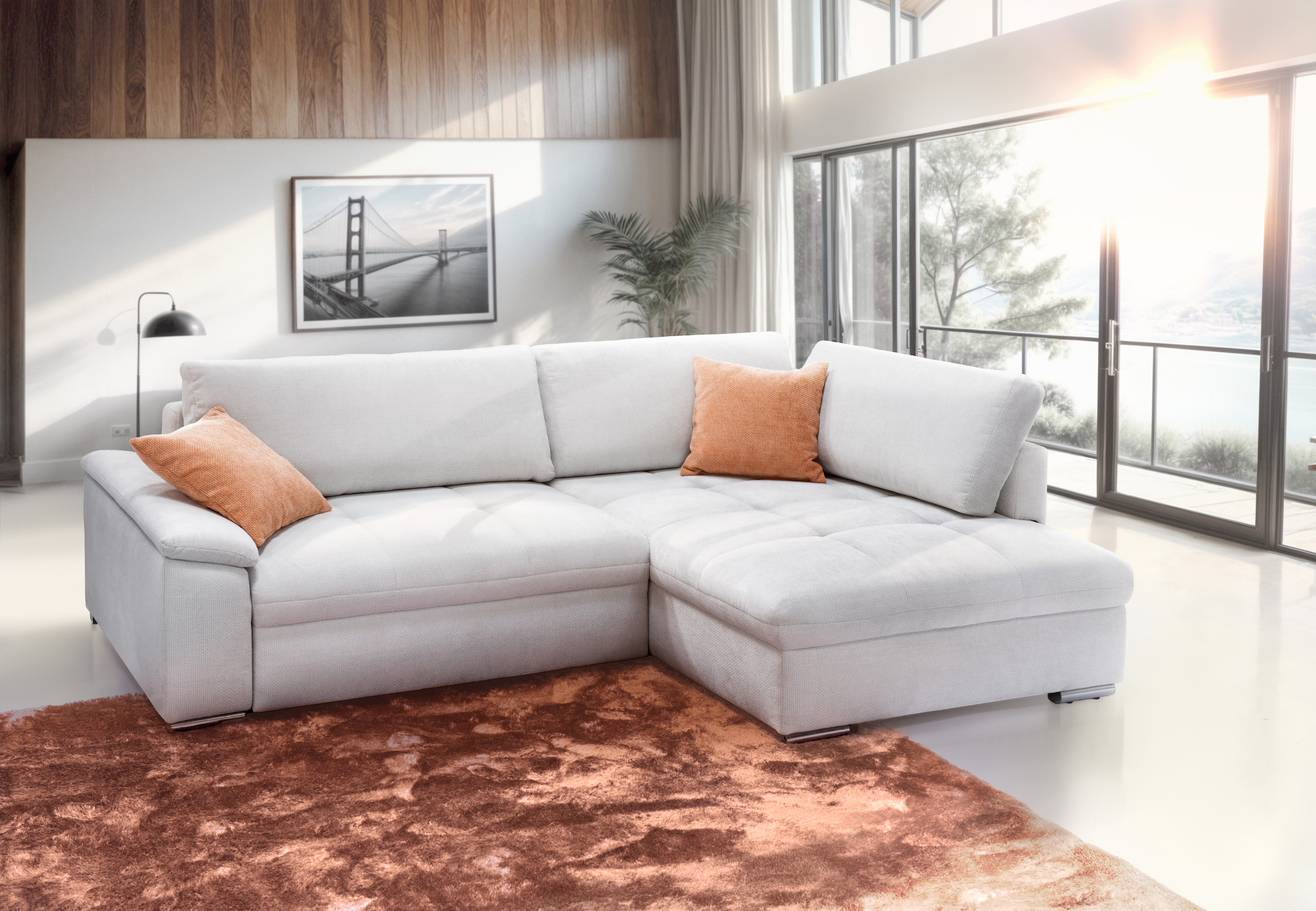 exxpo - sofa fashion Ecksofa "Casa Grande inkl. Bettfunktion & Bettkasten, bequem" Breite 268cm, L-Form, guter Sitzkomfort, große Liegefläche