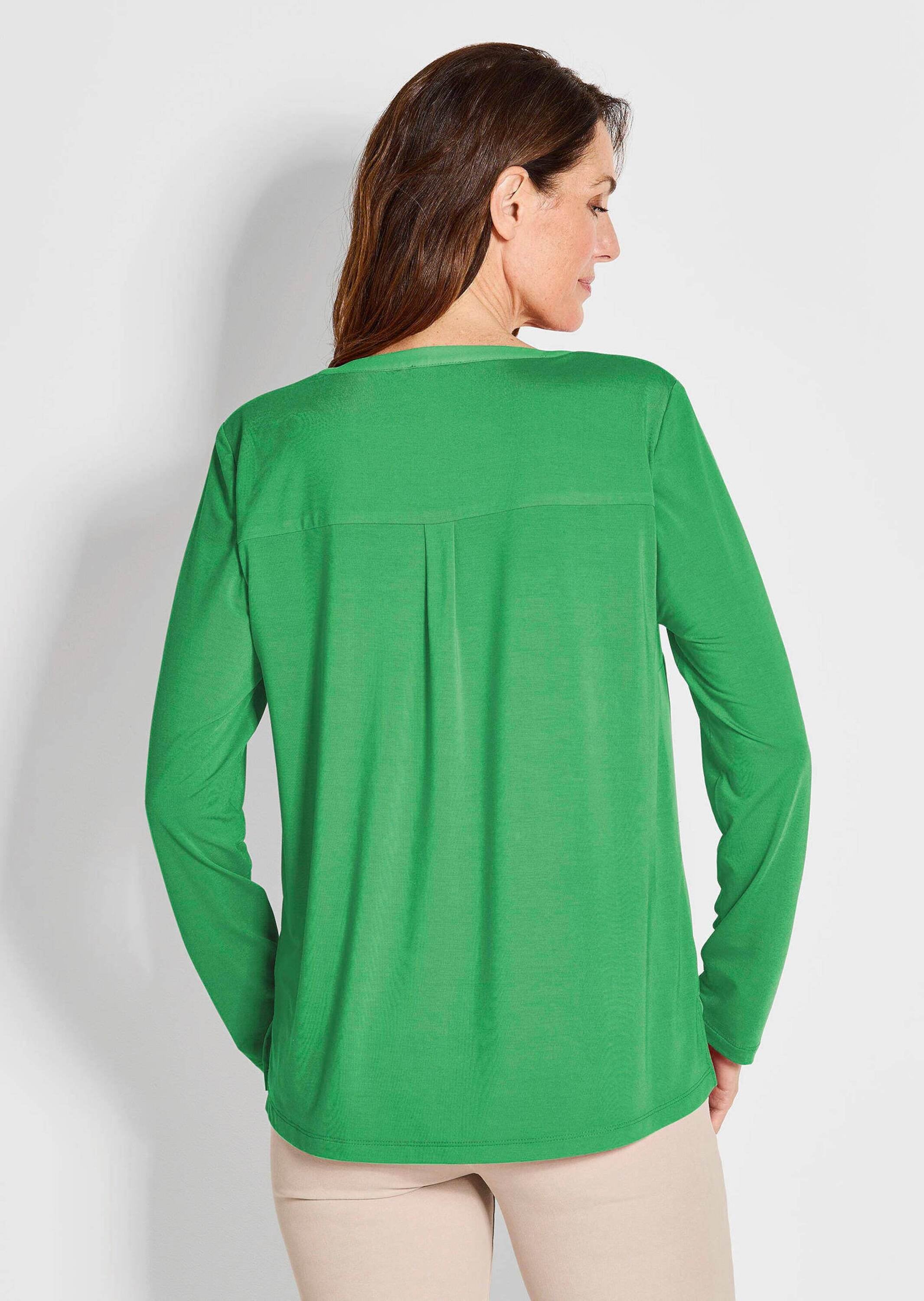 GOLDNER Kurzarmbluse »Blusenshirt Blusenshirt mit Chiffon-Einsatz«