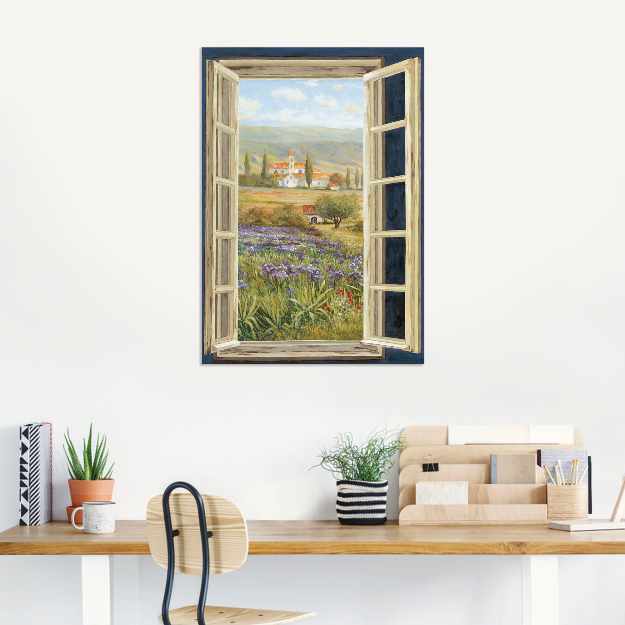 Artland Wandbild »Provence Fensterblick«, Bilder von Europa, (1 St.), als Alubild, Outdoorbild, Leinwandbild, Poster in verschied. Größen