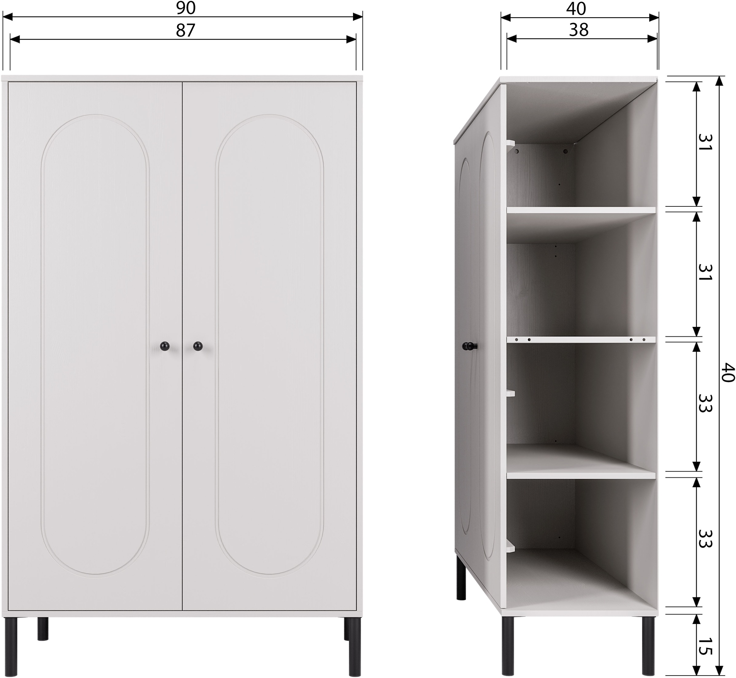 WOOOD Highboard »Xina mit FSC® Massivkiefer und sichtbare Maserung 90 x 40 x 149 cm« Tragkraft 10 kg pro Einlegeboden, einfach zu montieren