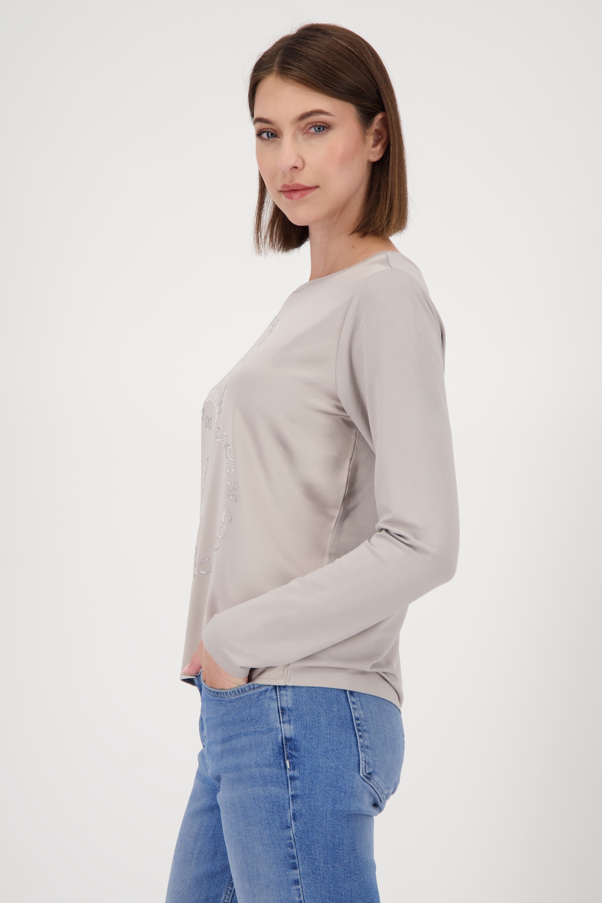 Monari Langarmbluse »Schluse Basic Schmuck«, Mit Rundhalsausschnitt