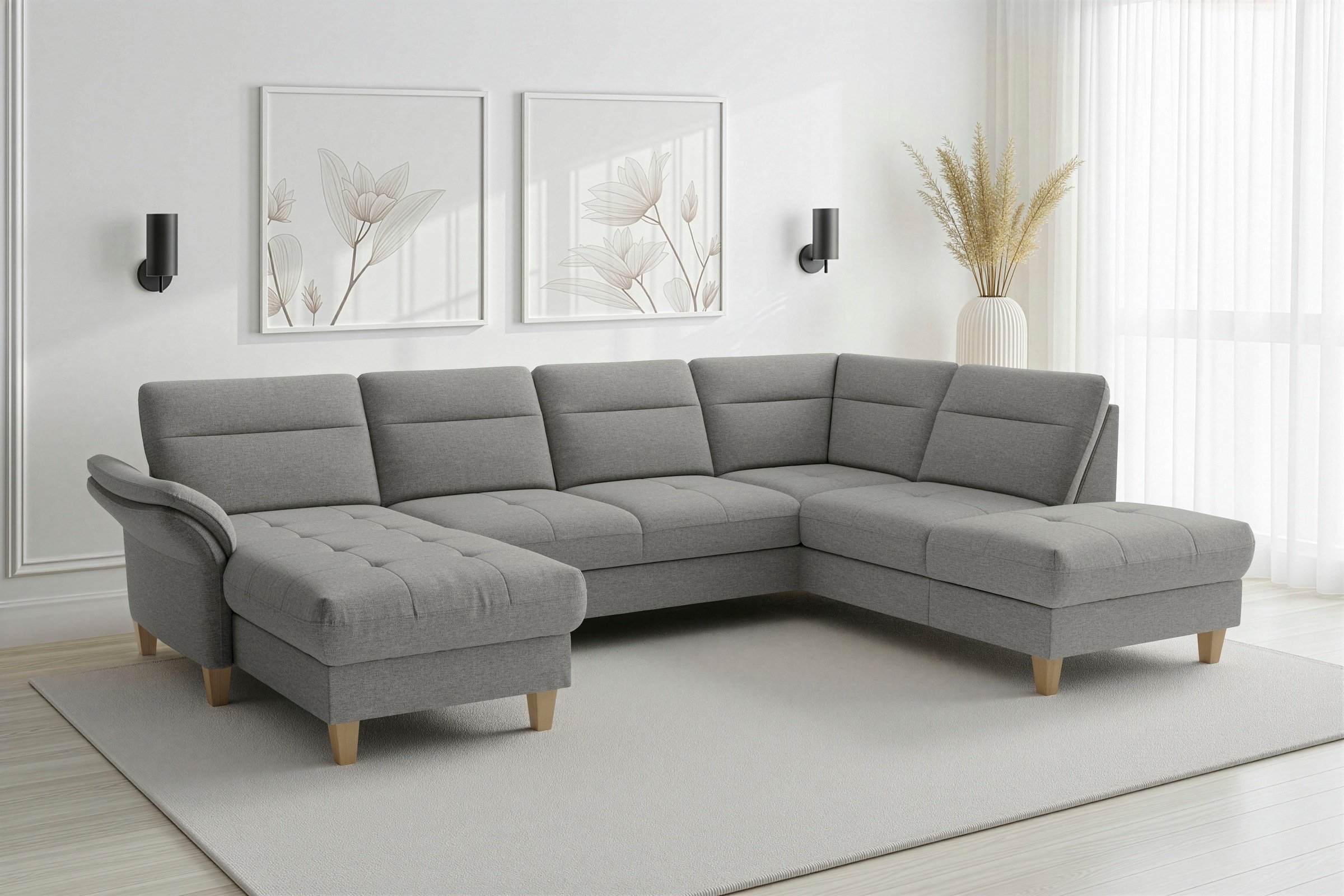 sit&more "Pamela U-Form, B: 292 cm, optional Schlaffunktion & Bettkasten" mit Federkern