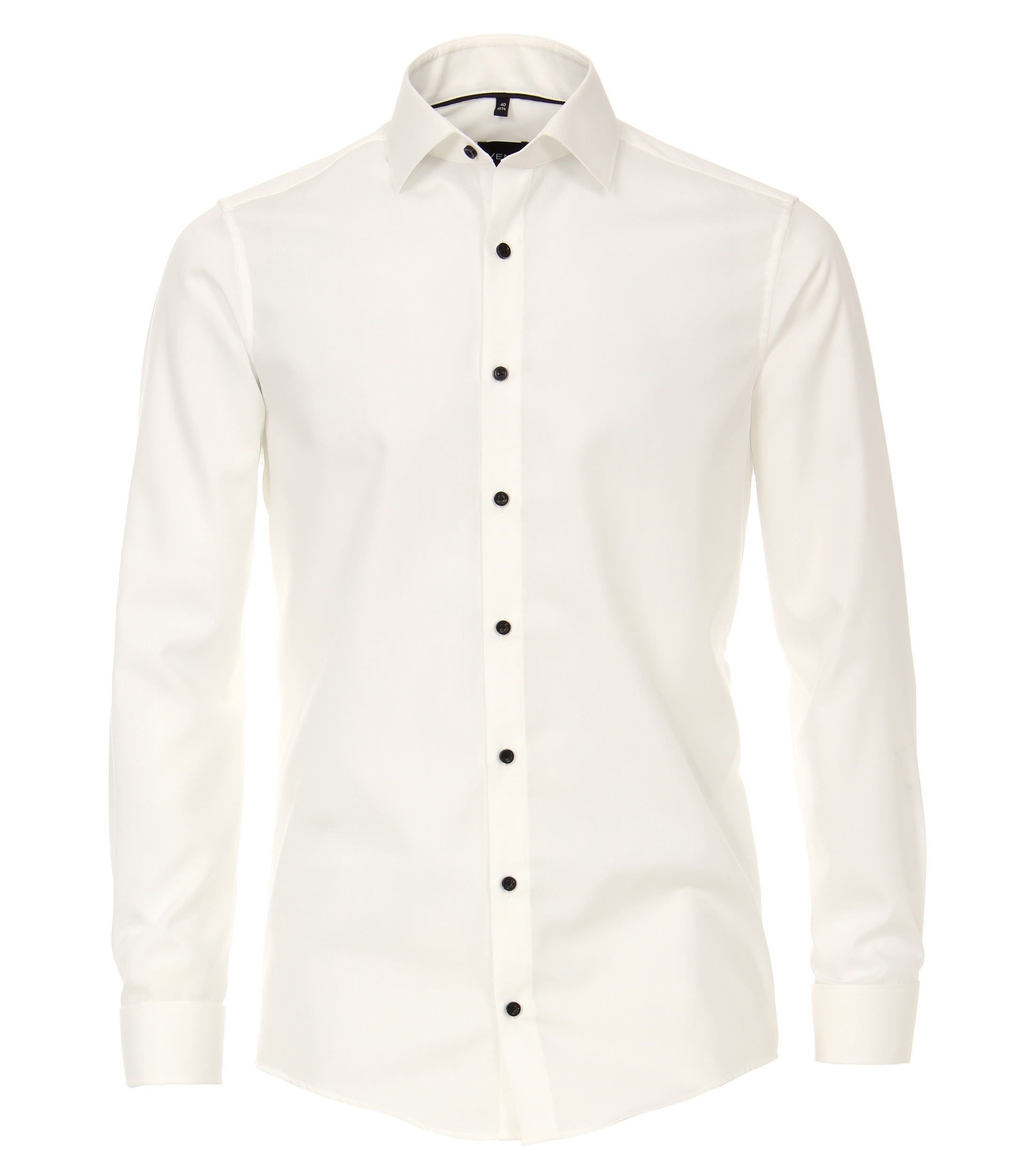 Businesshemd VENTI "VENTI Businesshemd uni", Herren, Gr. 46, Normalgrößen, weiß (ivory), 100% Baumwolle, unifarben, schmal, Hemden