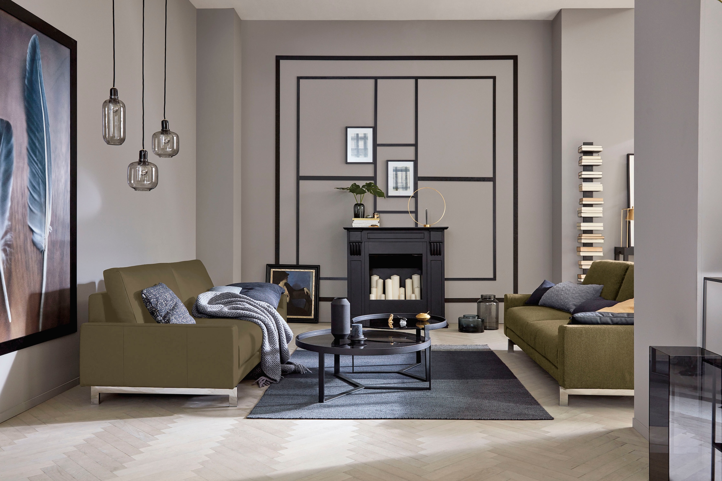 Creation BY ROLF BENZ 2,5-Sitzer »CR.450, Designsofa, Loungesofa«, Armlehne niedrig, Fuß chromfarben glänzend, Breite 184 cm