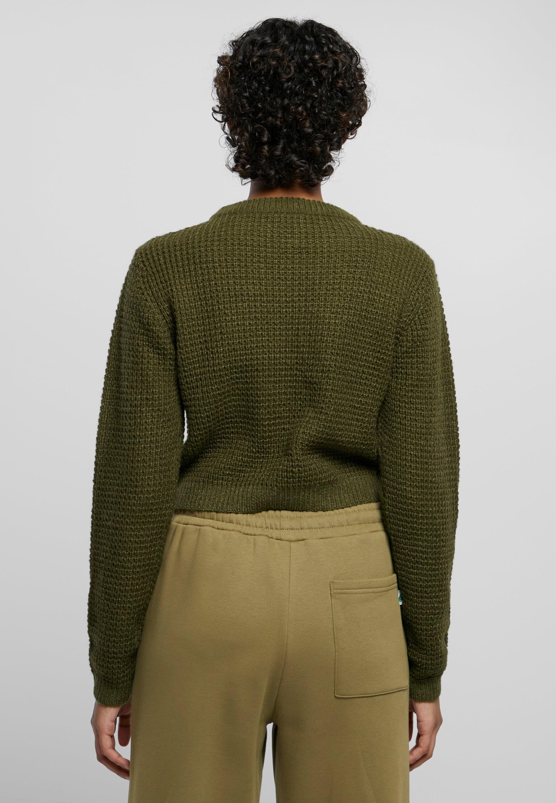 URBAN CLASSICS Rundhalspullover »Urban Classics Damen Ladies Short Waffle Sweater«, (1 tlg.)