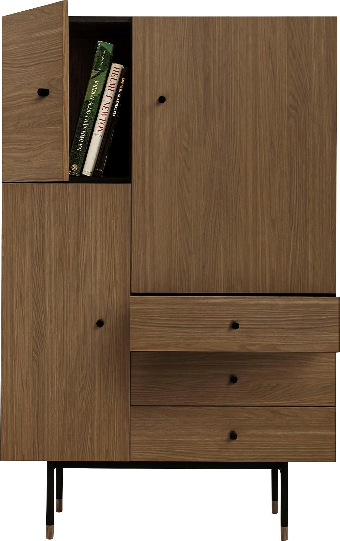 Woodman Highboard »Daniel«, Stauraumschrank mit Holzfurnier aus Walnussbaum, Breite 90 cm