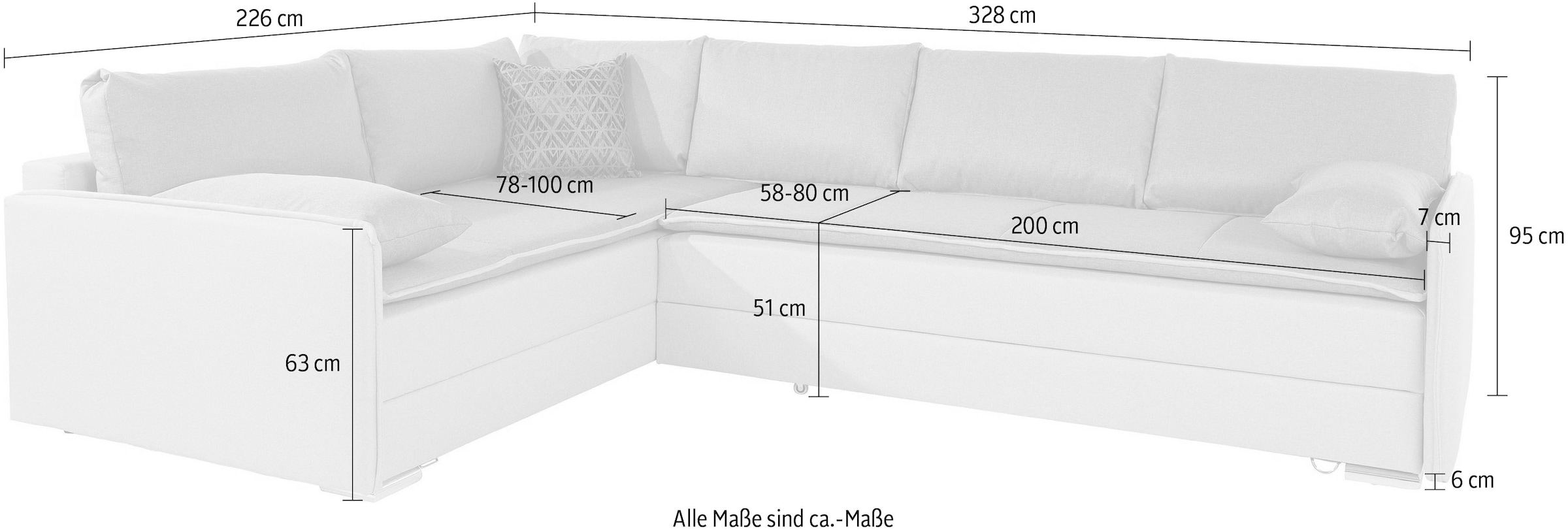 INOSIGN Ecksofa »Dream L-Form«, mit Federkern, mit Bettfunktion und Bettkasten