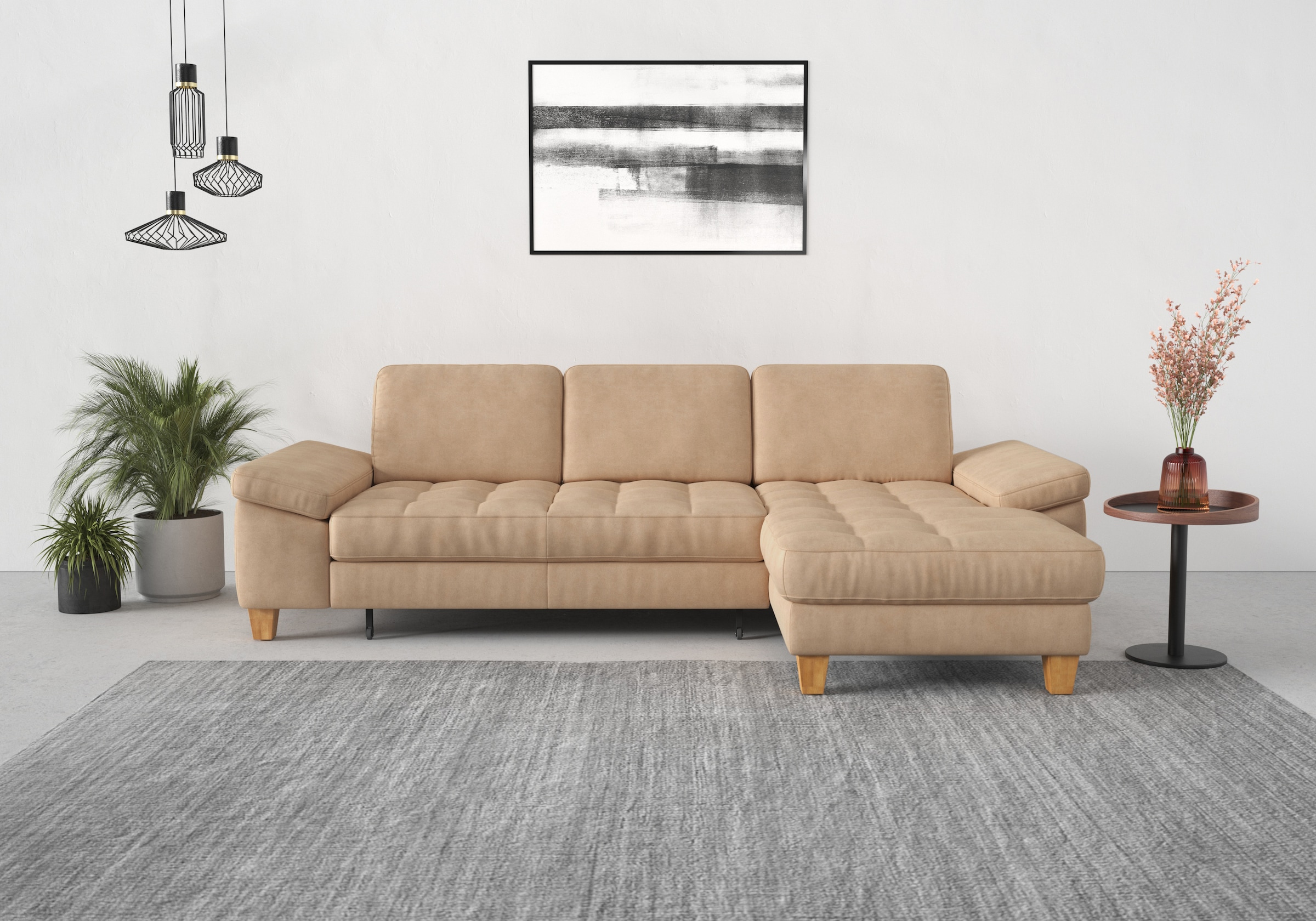 sit&more Ecksofa "Westham L-Form" mit Recamiere, mit oder ohne Schlaffunktion, Bettkasten, Füße Eiche
