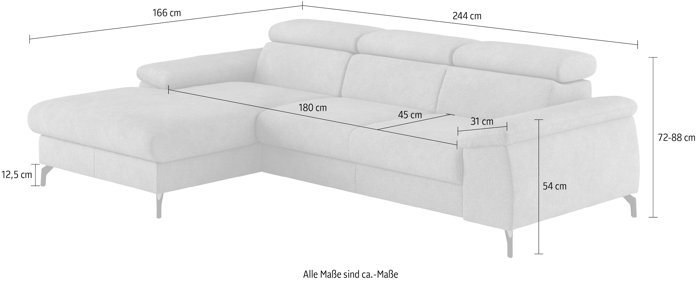 COTTA Ecksofa »Kitty L-Form«, mit Kopfteilverstellung, wahlweise mit Bettfunktion & Bettkasten