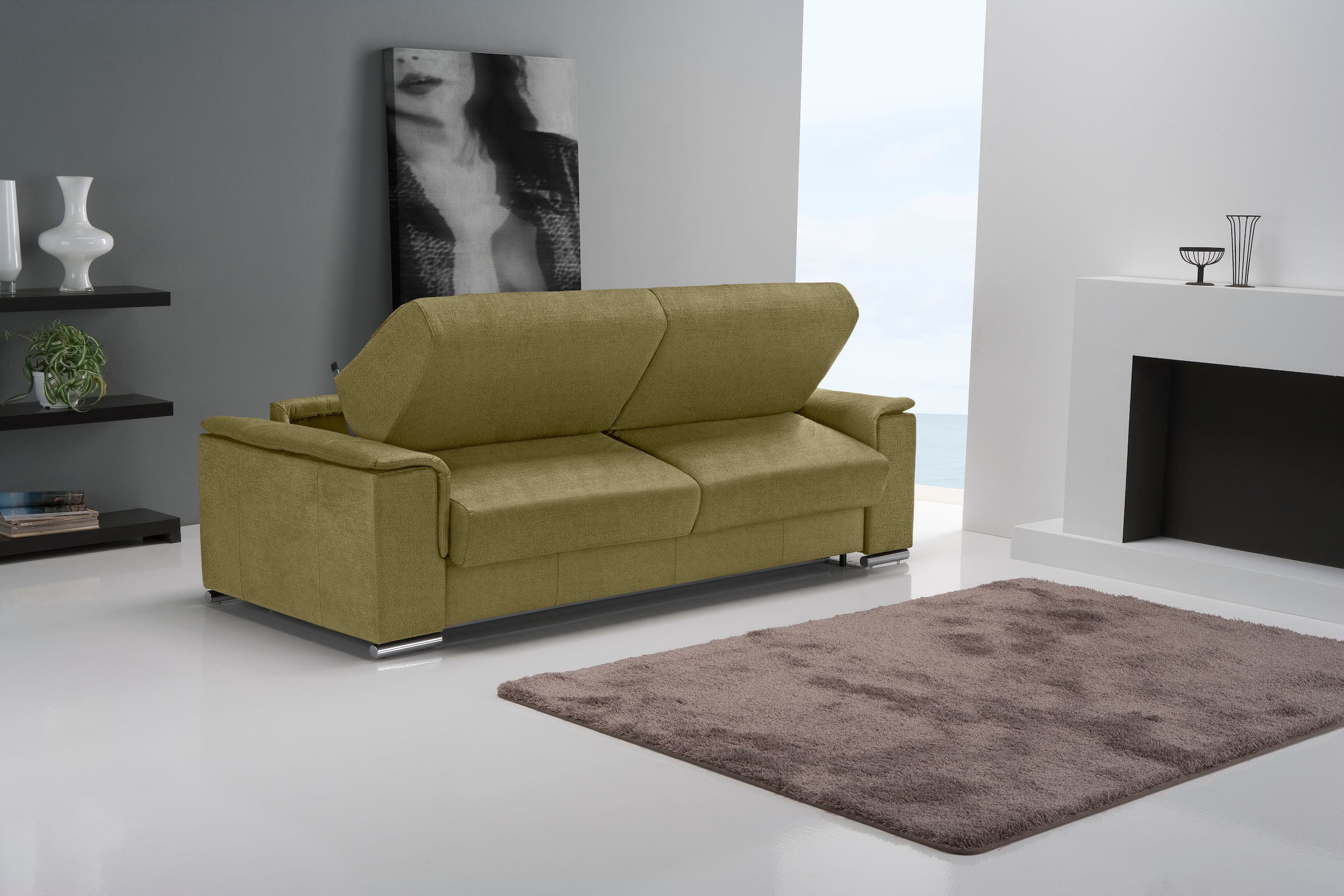 Egoitaliano Schlafsofa »Cecilia, modern & elegant, erstklassiger Sitzkomfort, Dauerschläfer«, inkl. Matratze und hochwertigem Metallbettrahmen, toller Schlafkomfort