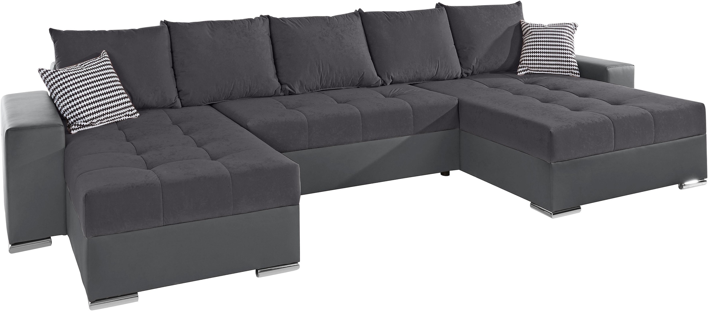 COLLECTION AB Wohnlandschaft »XXL-Josy U-Form, Breite 333 cm, mit 2 Recamieren 77 & 79 cm«, inkl. Bettfunktion, Bettkasten, mit 5 gleich großen Rückenkissen