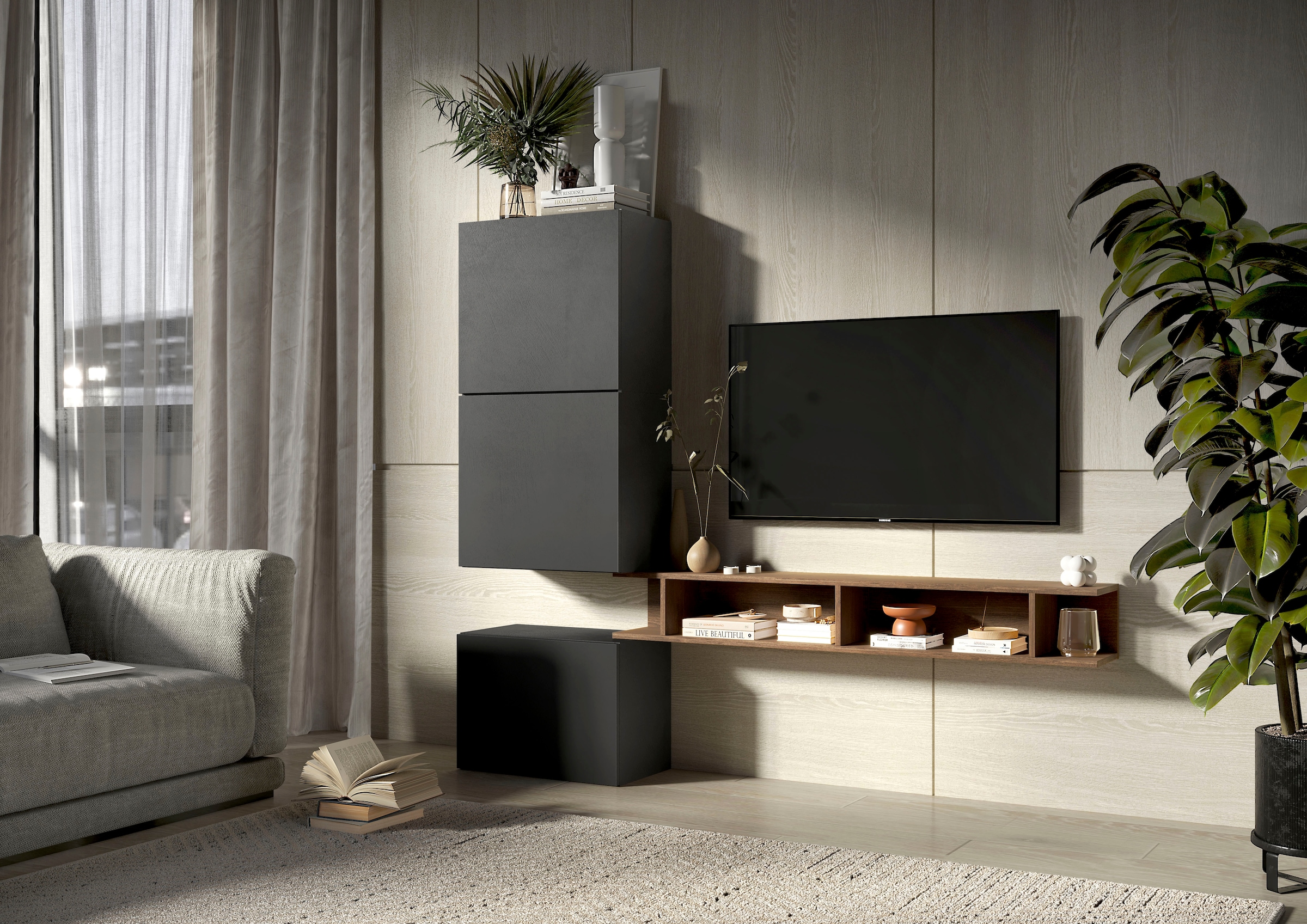 Home affaire Wohnwand "Infinity, 4tlg. Breite 180 cm, Höhe variabel, Wohnwa günstig online kaufen