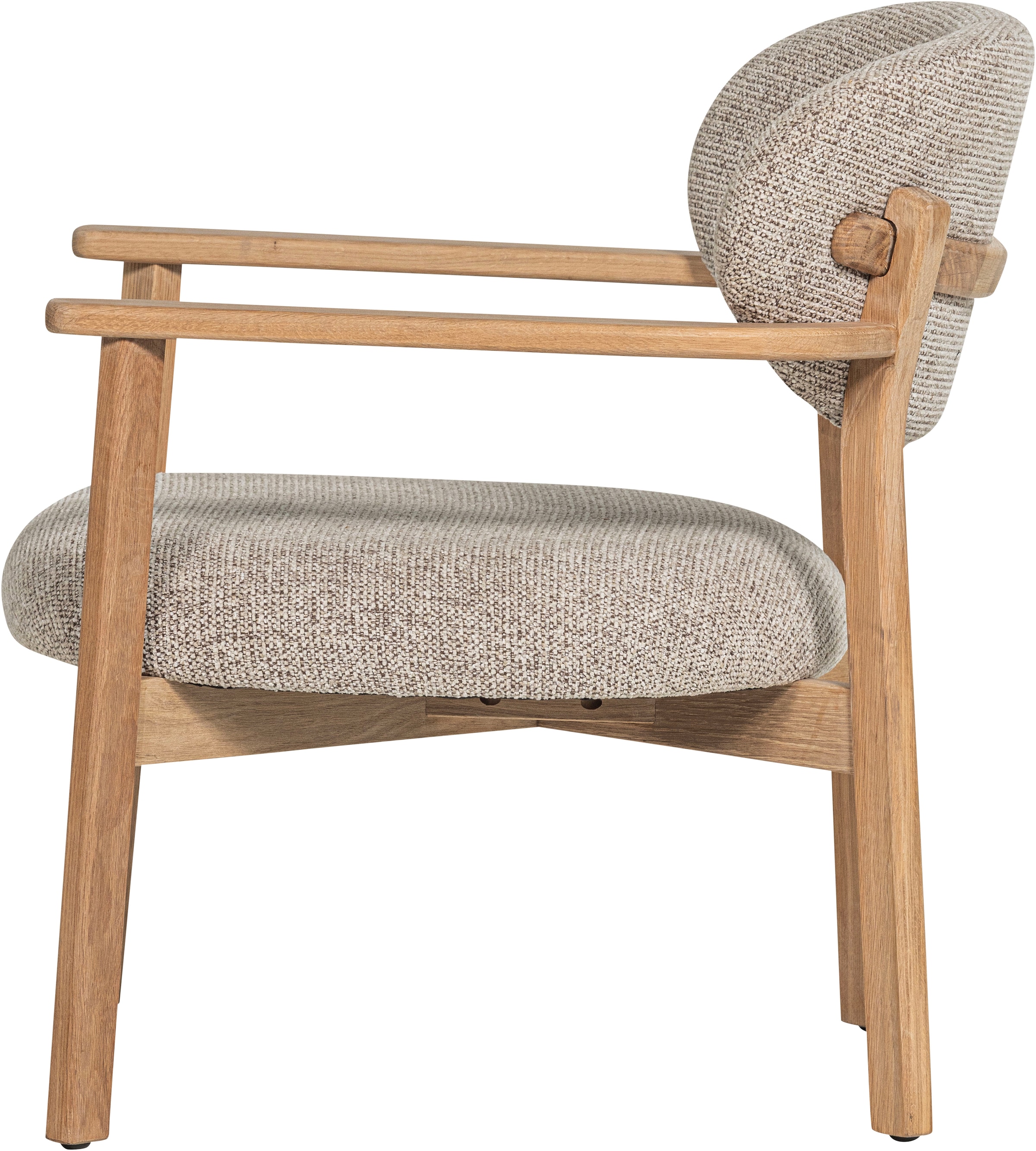 WOOOD Loungesessel »Udar mit Eichenholzgestell und More-Melange-Bezug, B68 x T75 x H76 cm« Sehr hohe Verschleißfestigkeit, Armlehnen integriert, Tragkraft 120 kg