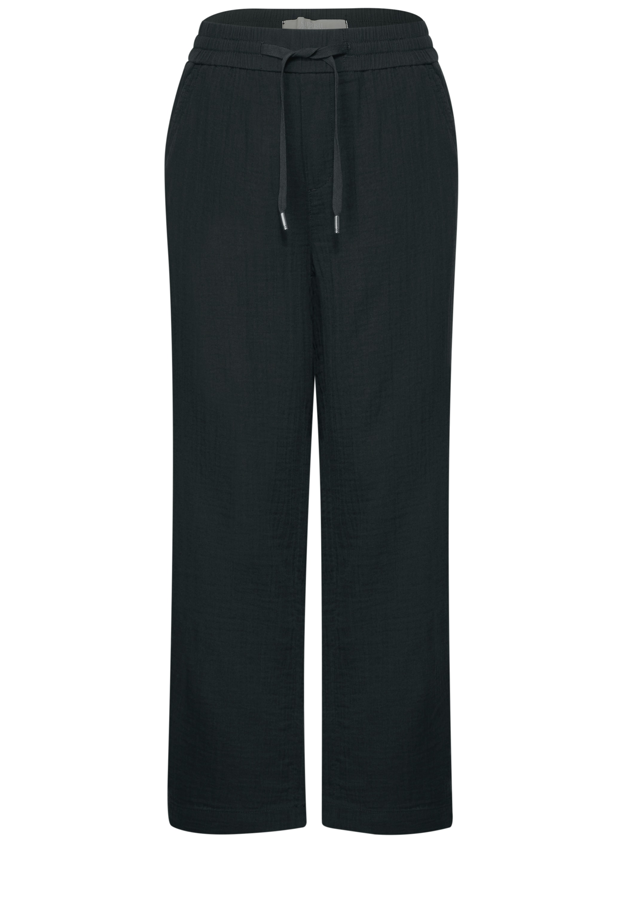 STREET ONE Stoffhose, Sommerhose mit elastischem Bund und Tunnelzug, im Musselin-Look