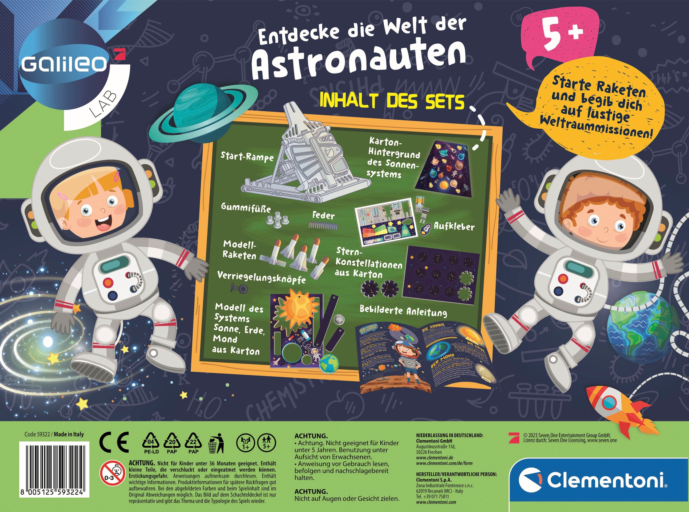 Clementoni® Experimentierkasten »Galileo, Entdecke die Welt der Astronauten«, Made in Europe