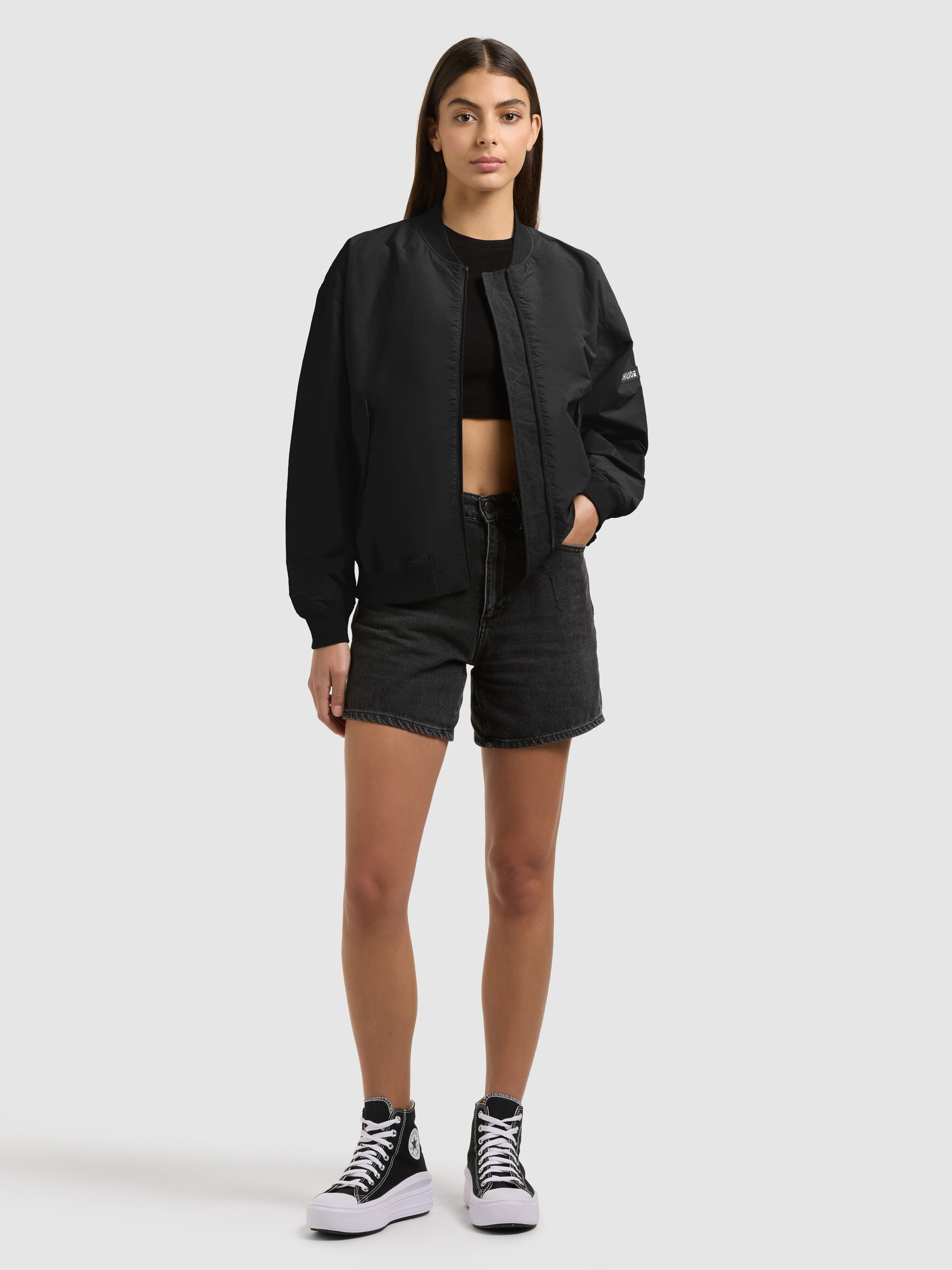 Blouson KHUJO "FACEE", Damen, Gr. S, schwarz, Web, 100% Nylon, unifarben, regular fit, eingesetzt Rippbündchen, Jacken Blouson 2