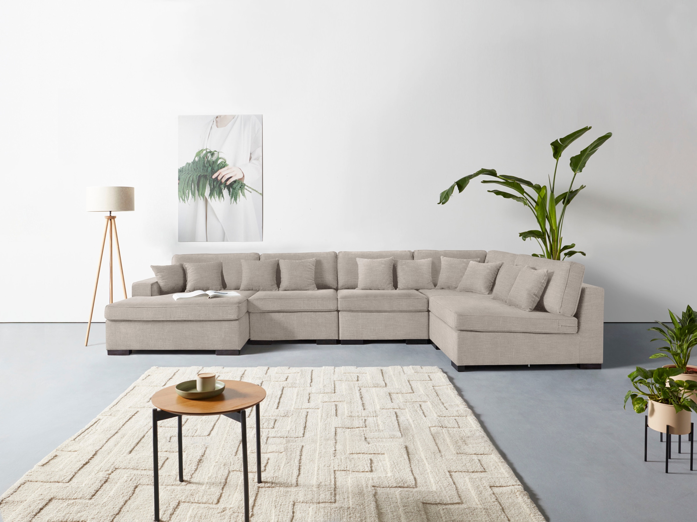 Home affaire Wohnlandschaft "Skara U-Form", Lounge-Sofa mit Federkernpolste günstig online kaufen
