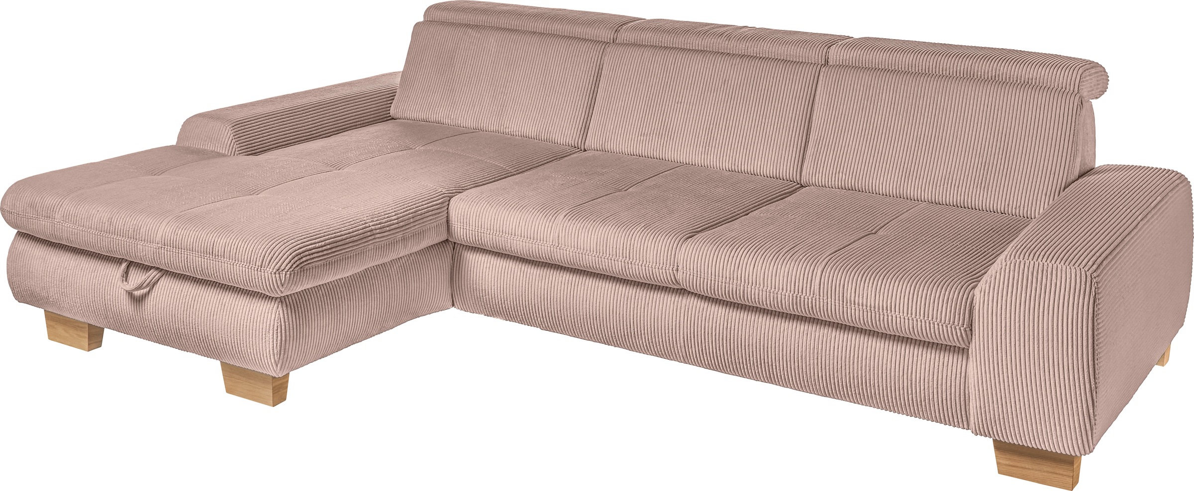 Thumbnail - set one by Musterring Ecksofa Kopteil verstellbar, mit Bettfunktion, in Cord, rose, Sitzhöhe 49