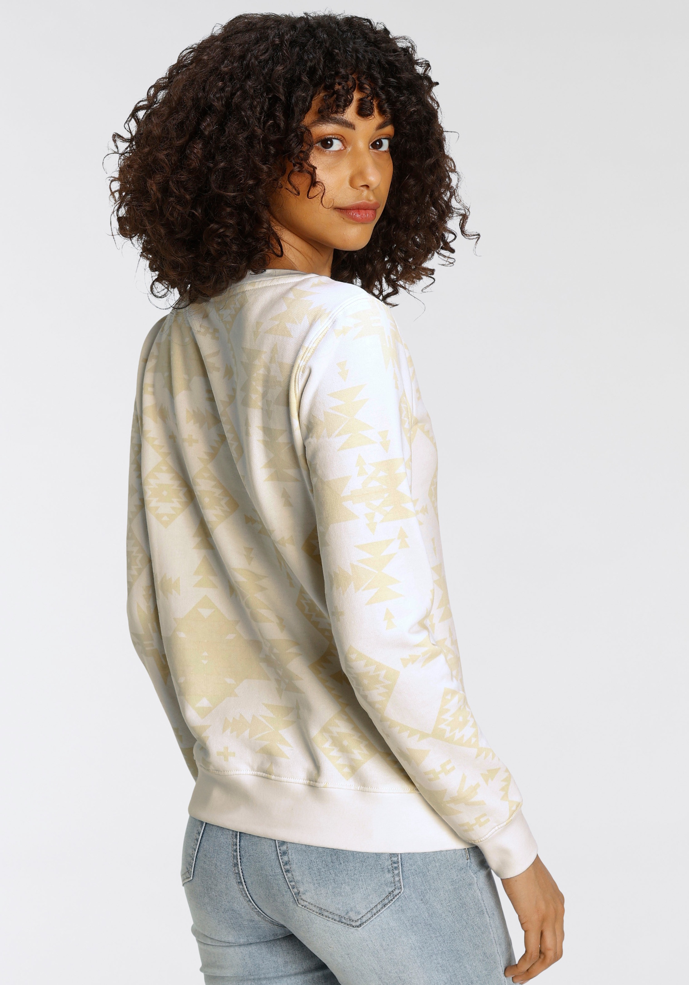 KangaROOS Sweatshirt, mit trendigem Alloverdruck im Inka-Look & Logodruck